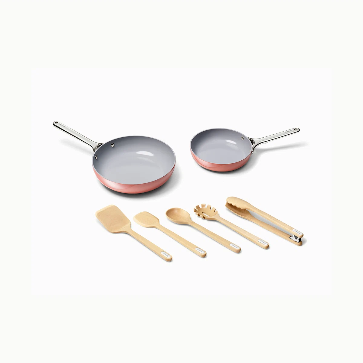 caraway-sizzle-serve-bundle-ceramic-fry-pan-mini-fry-pan-fsc-certified-wood-uten image 1