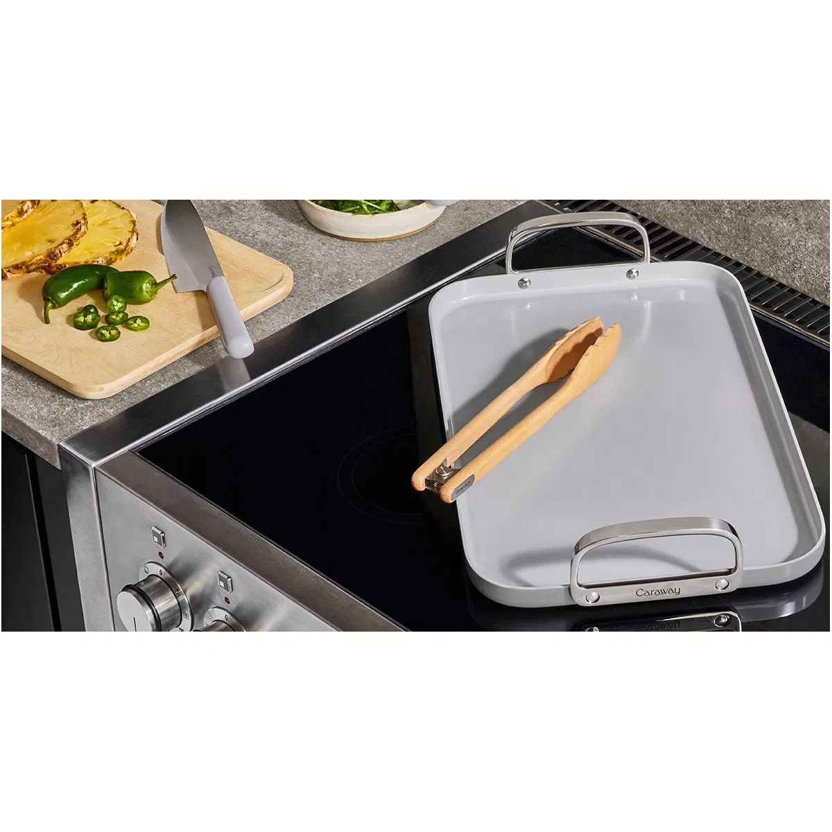 caraway-non-toxic-ceramic-double-burner-griddle-19x12-inch-nonstick-griddle-for- image 1