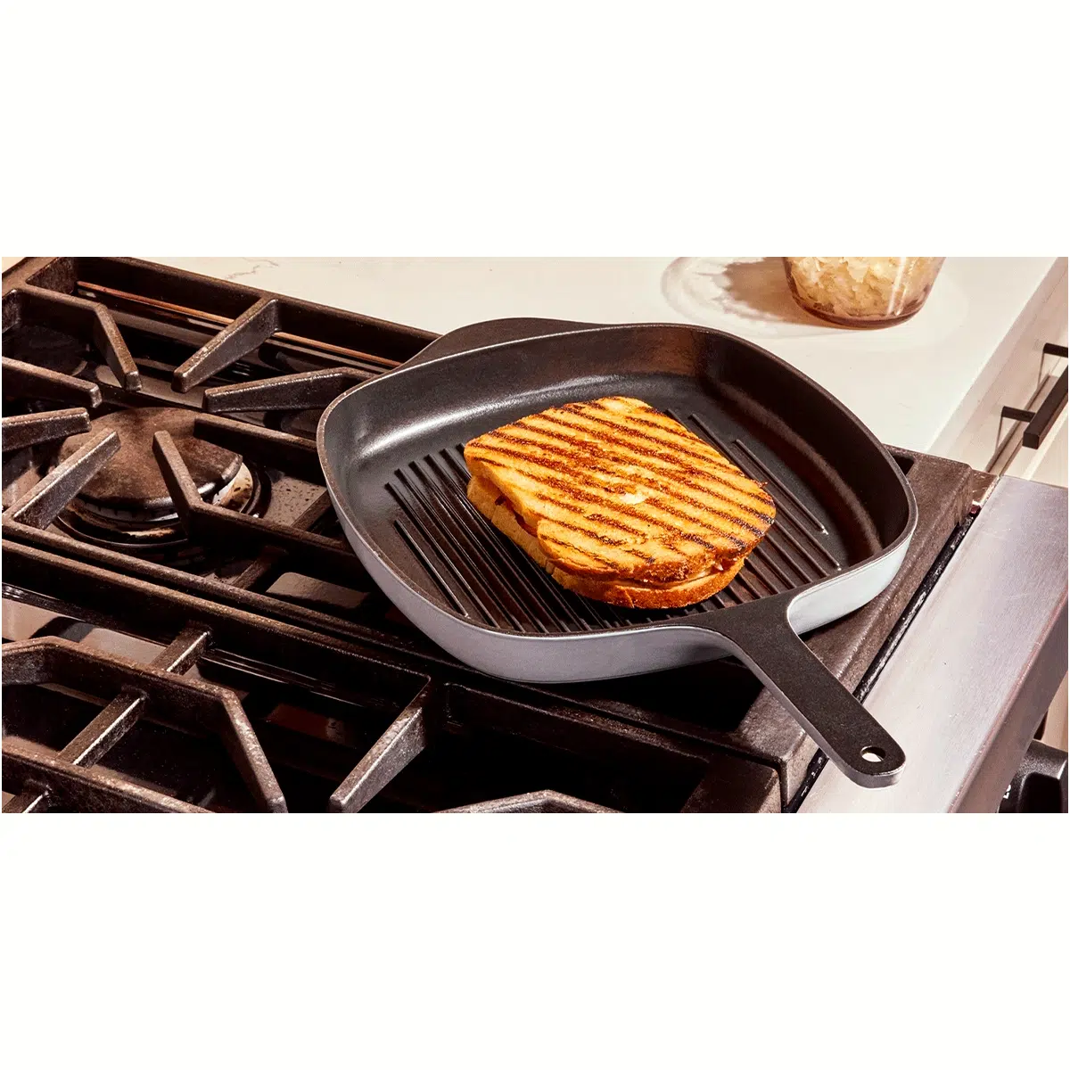Caraway 10.5" Enameled Cast Iron Grill Pan - Non-Toxic, 3-Layer Enamel Coating, Oven Safe, Lifetime Warranty