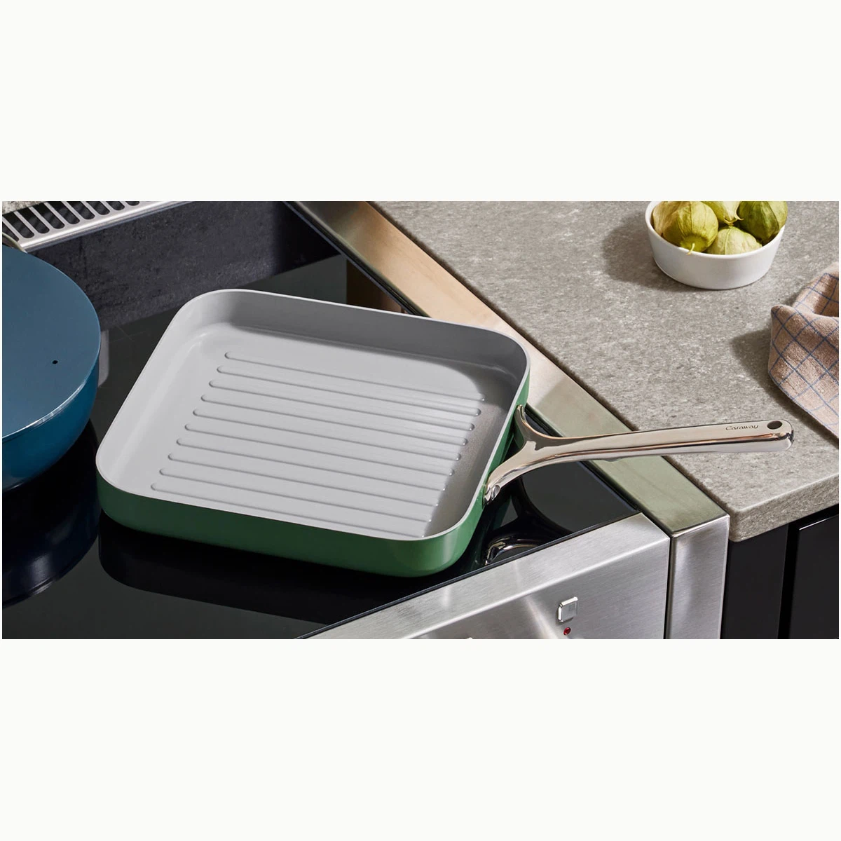 caraway-square-pan-duo-non-toxic-ceramic-grill-griddle-pan-set image 1