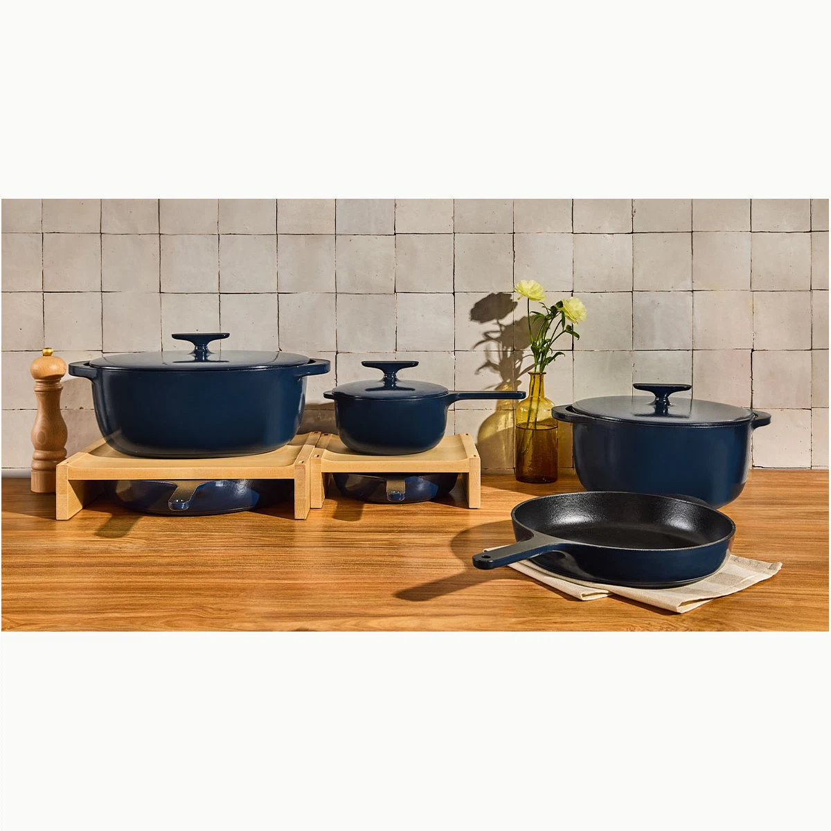 caraway-deluxe-enameled-cast-iron-set-16-piece-non-toxic-large-cookware-set-with image 1