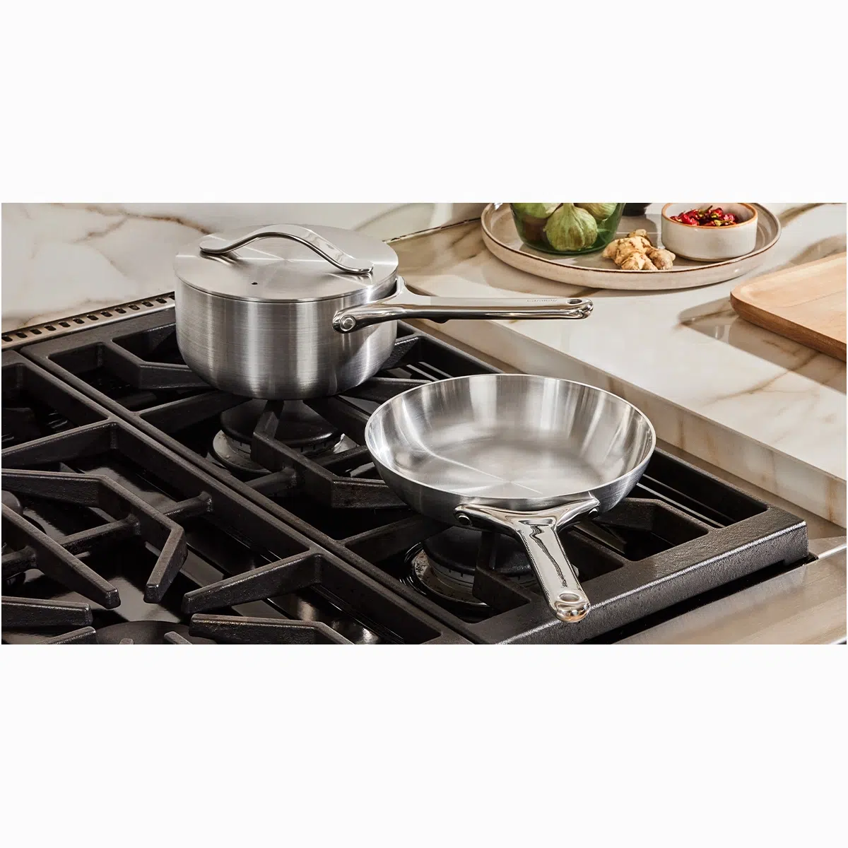caraway-stainless-steel-minis-duo-mini-fry-pan-sauce-pan-with-storage-organizers image 1
