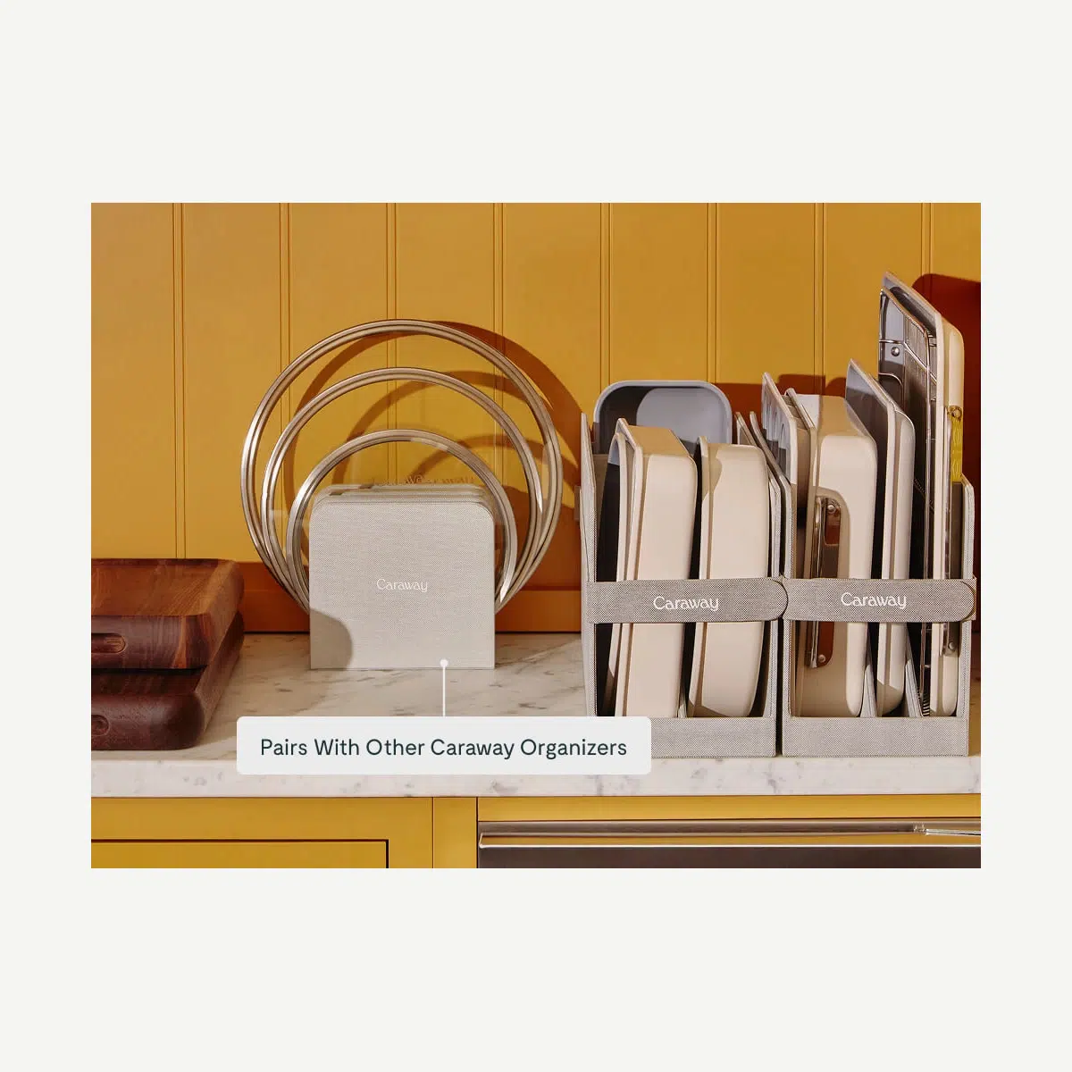 caraway-mixing-bowl-lid-organizer-stores-up-to-3-lids-clutter-free-counter-stora image 1