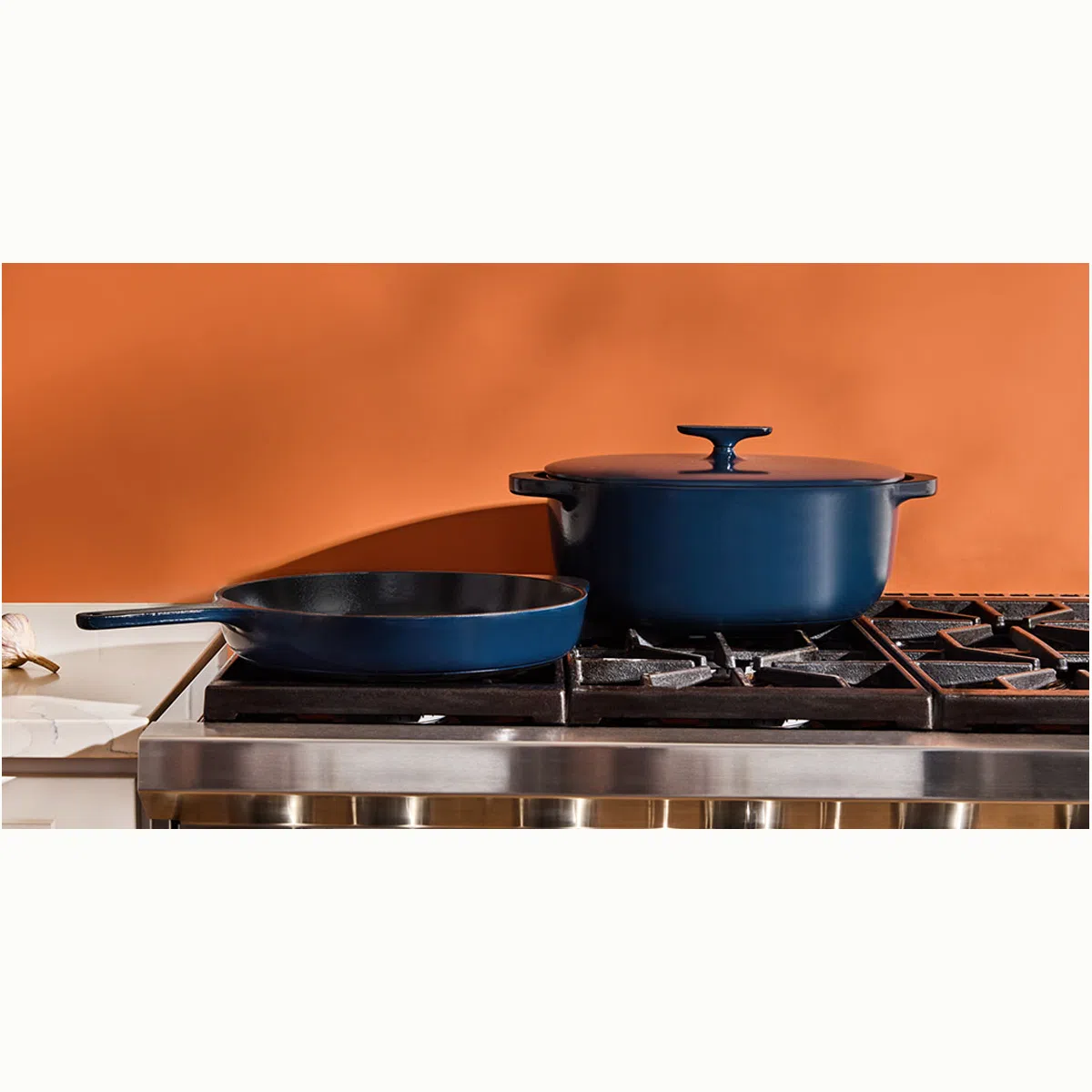 caraway-large-enameled-cast-iron-duo-12-skillet-8-5qt-oval-dutch-oven-non-toxic- image 1