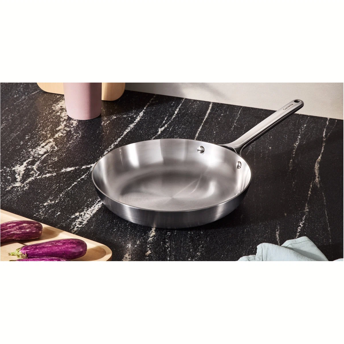 Caraway 10.5" Stainless Steel Fry Pan - Non-Toxic 5-Ply, Oven Safe to 550°F, Lifetime Warranty