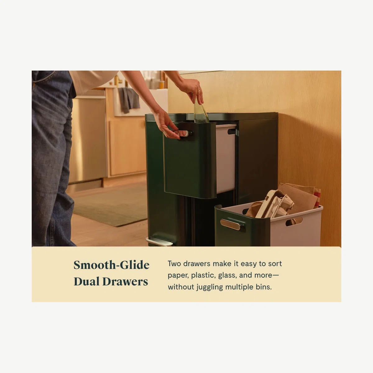 caraway-45l-2-drawer-recycling-bin-luxury-dual-compartment-design-with-fingerpri image 1