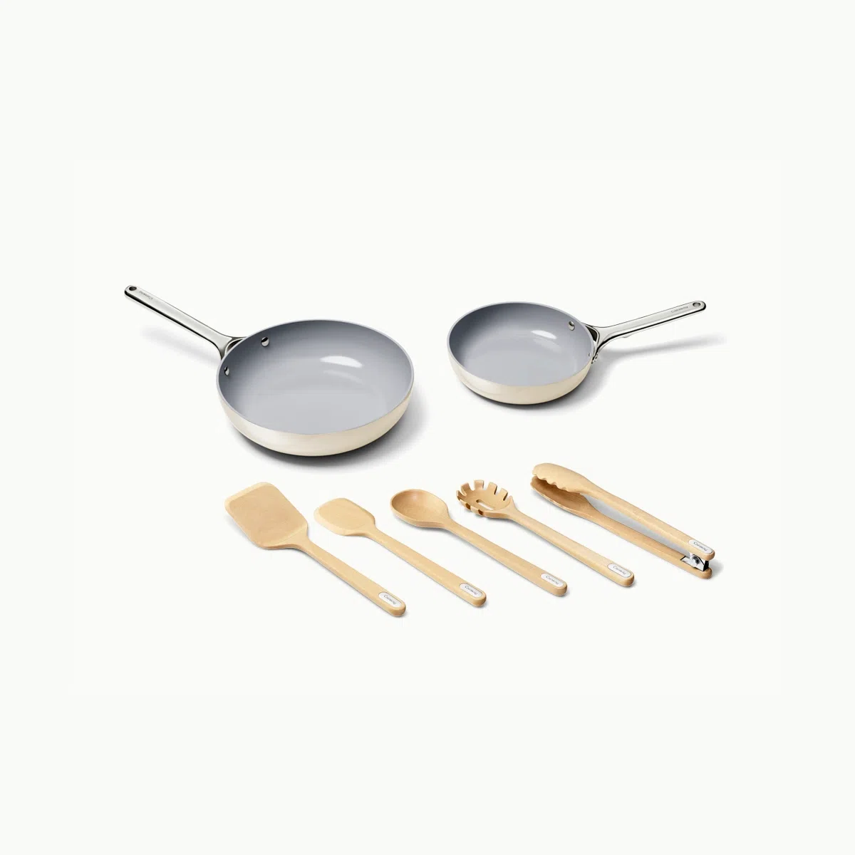 caraway-sizzle-serve-bundle-ceramic-fry-pan-mini-fry-pan-fsc-certified-wood-uten image 1