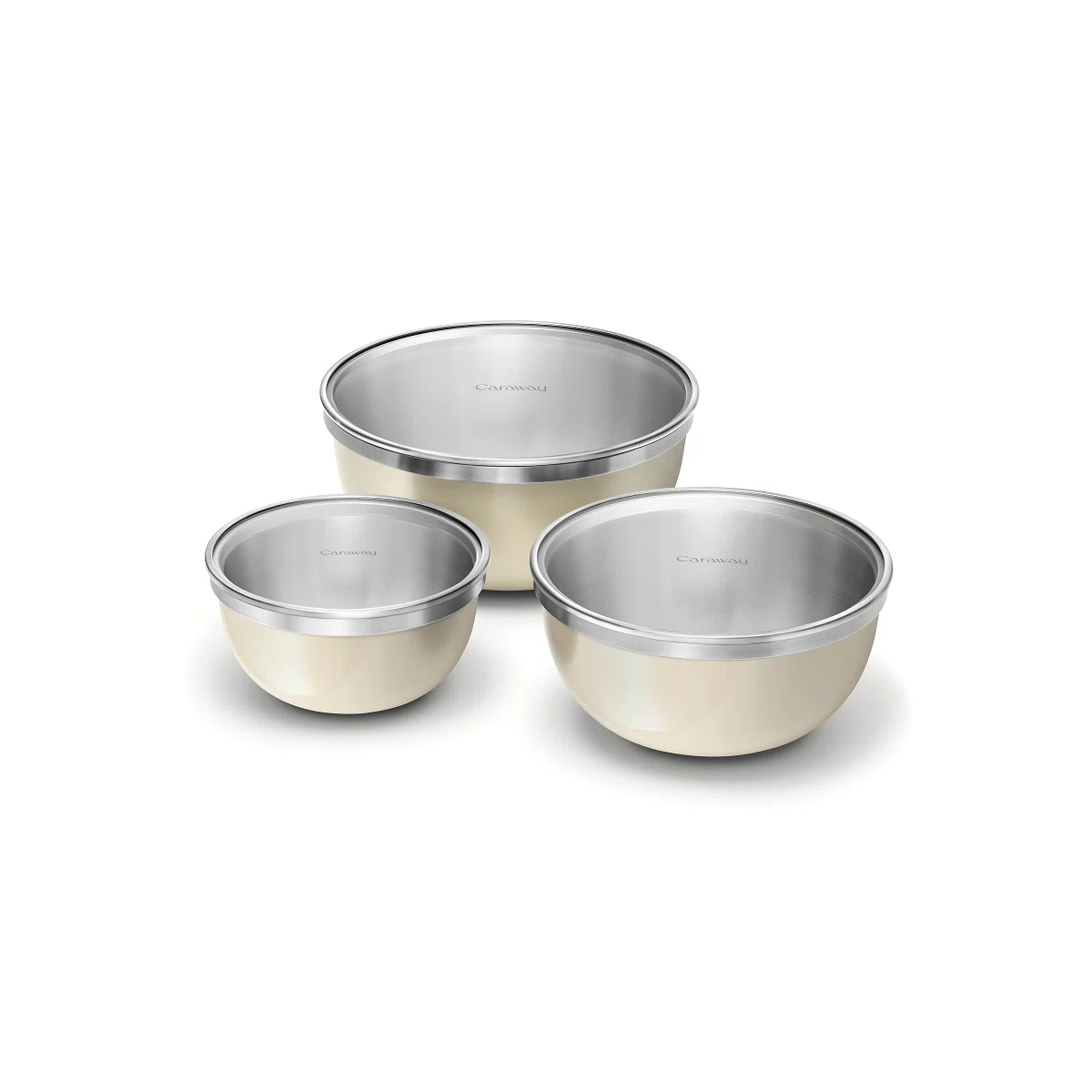caraway-mixing-bowl-set-6-piece-stainless-steel-nesting-bowls-with-lids-2qt-4qt- image 1