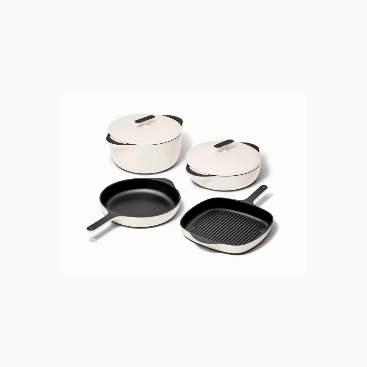 caraway-enameled-cast-iron-cookware-set-dutch-oven-skillet-braiser-grill-pan-wit image 1