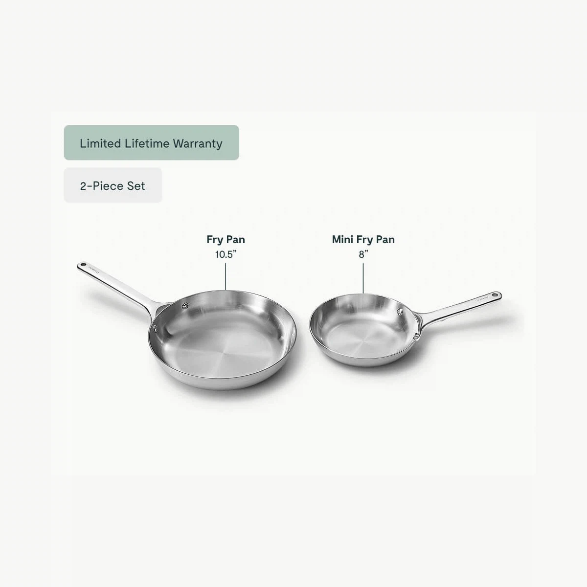 caraway-stainless-steel-fry-pan-duo-8-in-10-5-in-non-toxic-5-ply-steel-oven-safe image 3