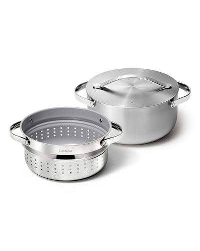 Caraway Stainless Steel Dutch Oven (6.5 Qt) with Steamer – 5-Ply