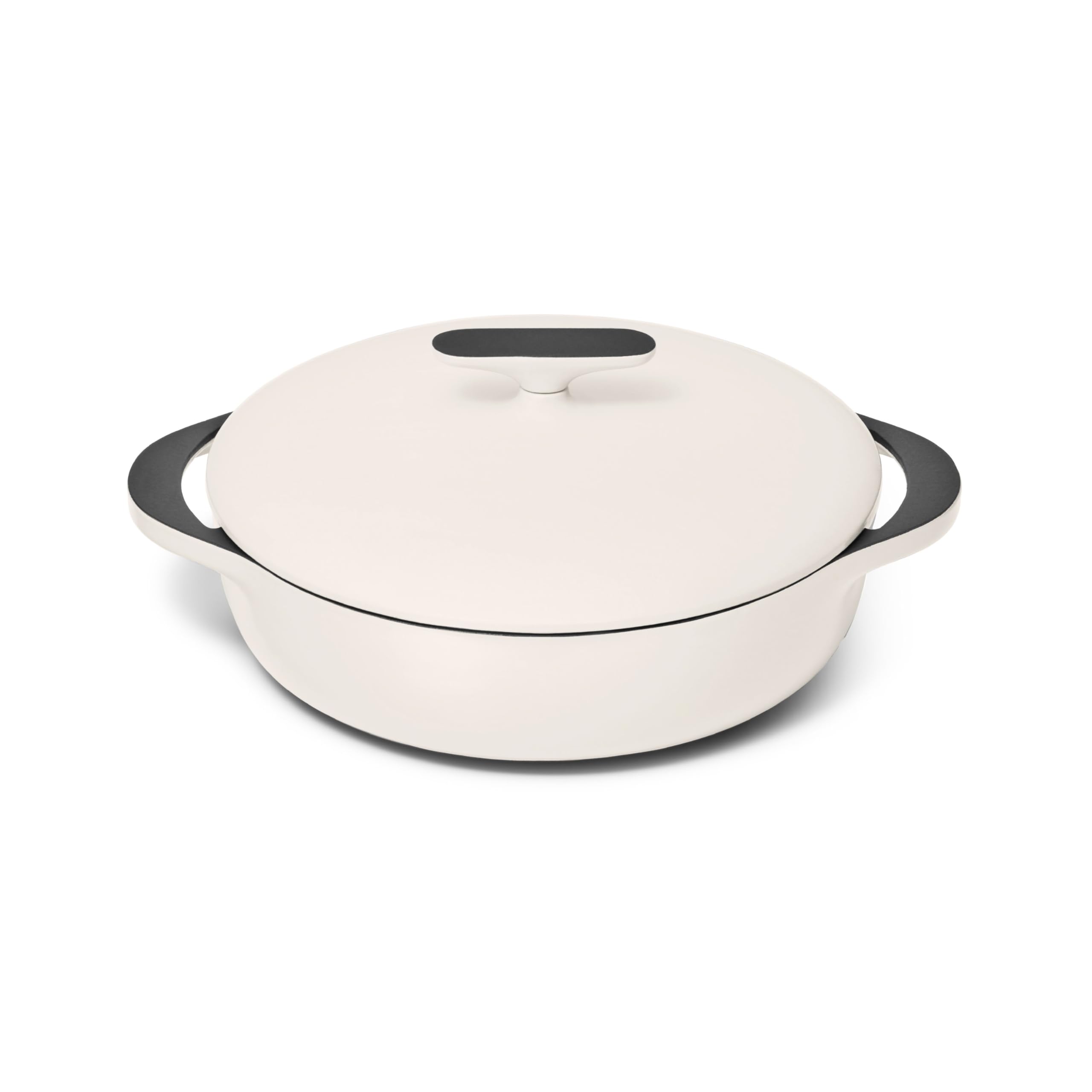 Caraway Enameled Cast Iron Braiser — 3.5 qt Braiser Pan, 3-Layer Enamel Coating, No Seasoning Required, Oven Safe, Induction Compatible (Cream)