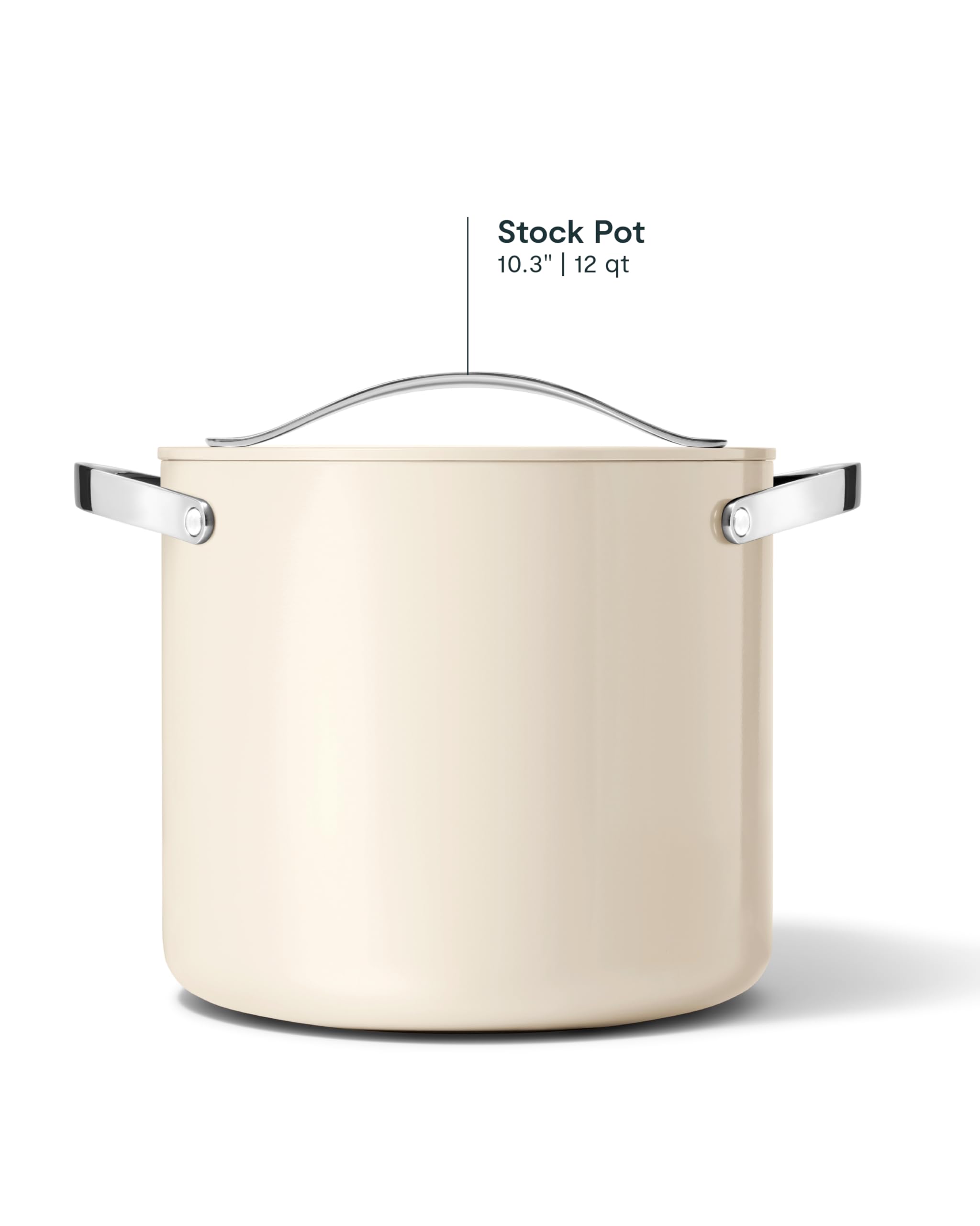 Caraway 12 Qt Stock Pot with Lid – Ceramic Coated – Cream