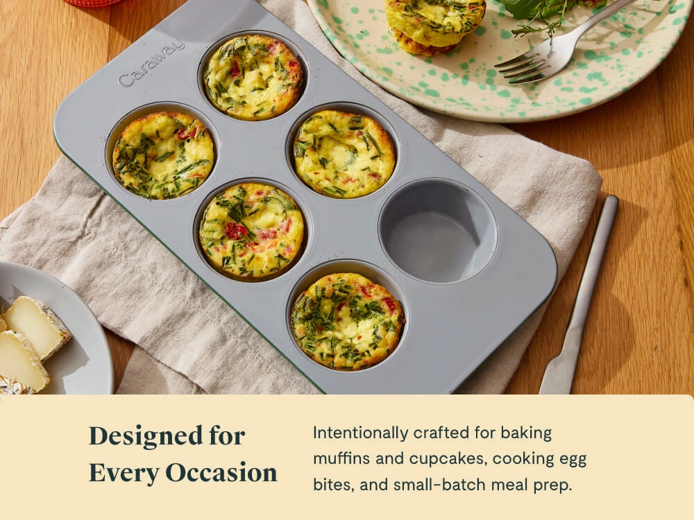 Caraway 6-Cup Muffin Pan – Non-Toxic Ceramic Non-Stick, Oven Safe to 550°F