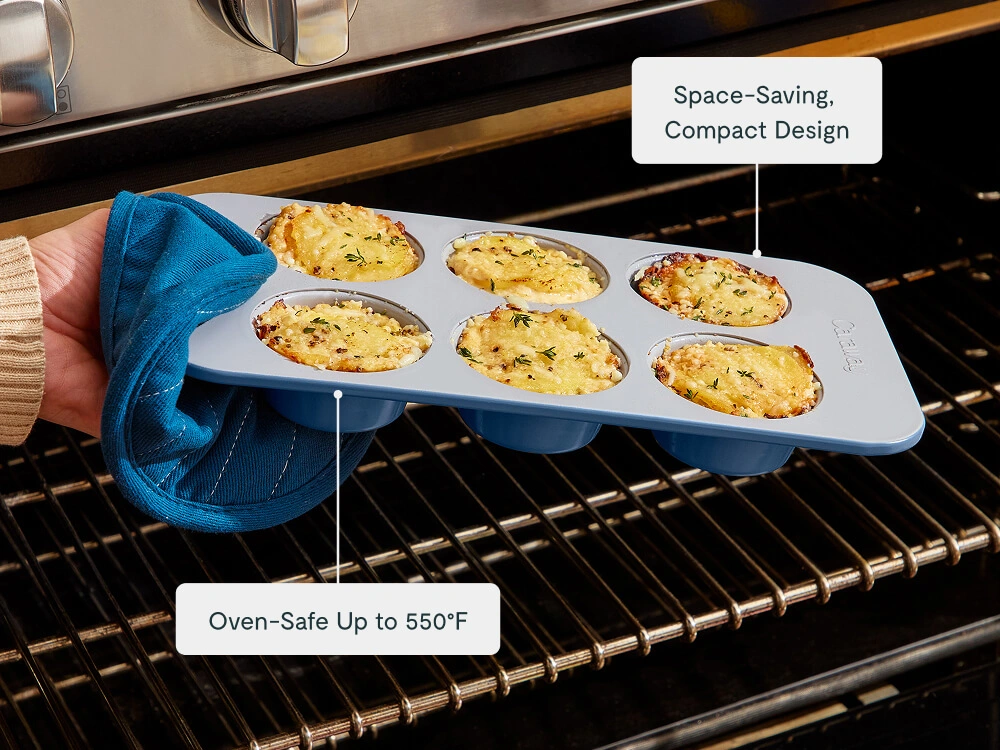 Caraway 6-Cup Muffin Pan – Non-Toxic Ceramic Non-Stick, Oven Safe to 550°F