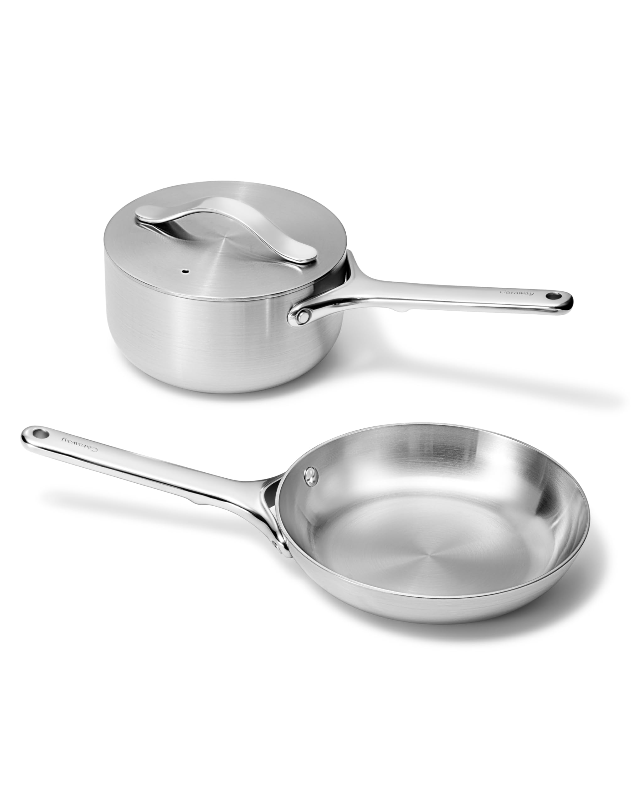 Caraway Stainless Steel Mini Duo – 8" Fry Pan & 1.75 Qt Sauce Pan (5-Ply)