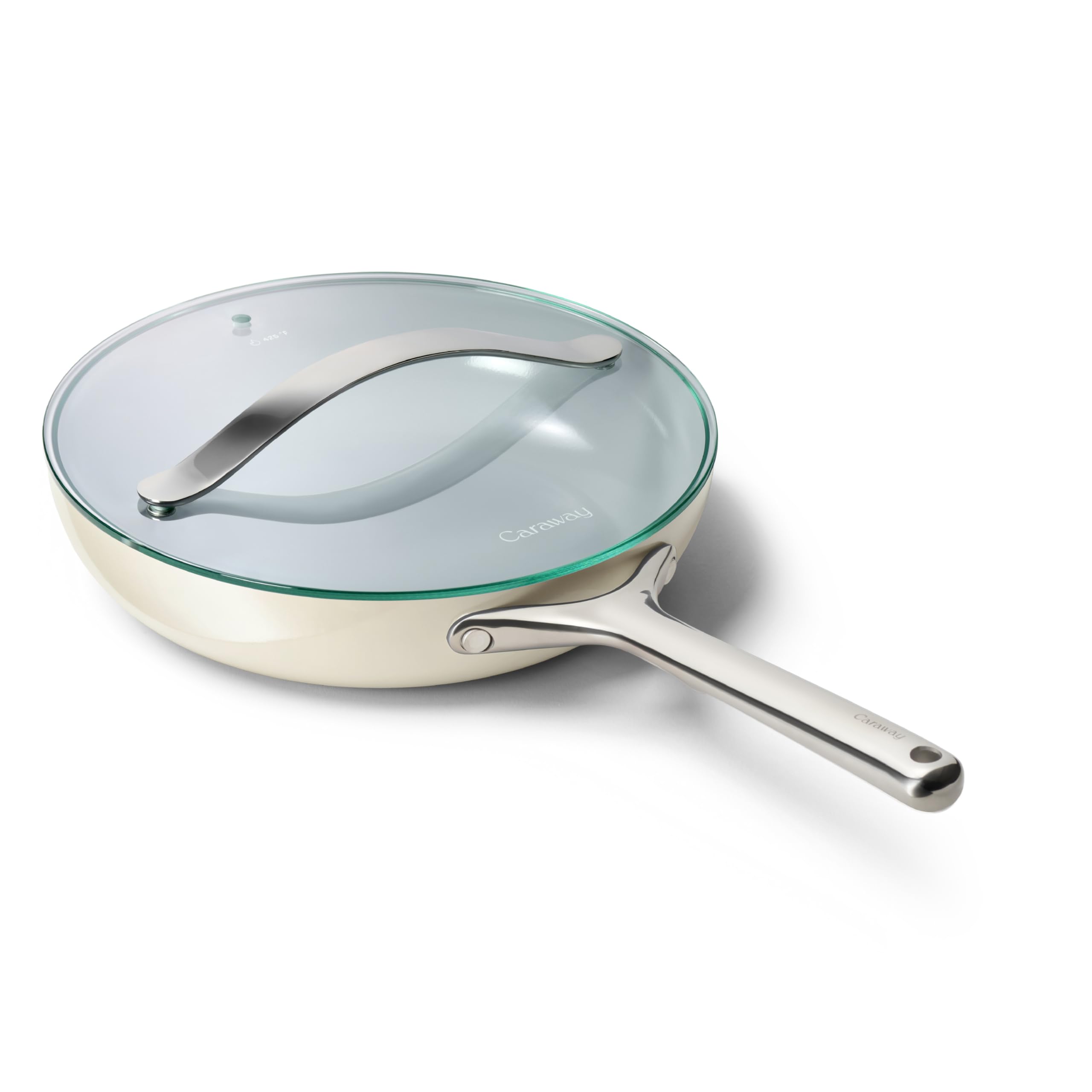 Caraway 10.5-Inch Nonstick Ceramic Frying Pan with Glass Lid, Cream