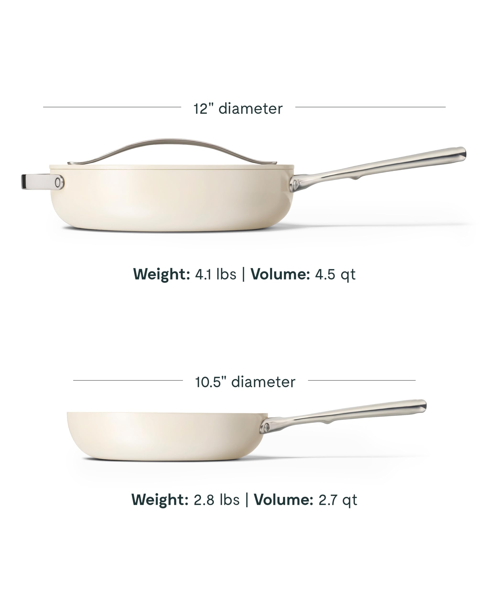 Caraway Fry Pan and Sauté Pan Duo - 10.5" and 12" with Lid