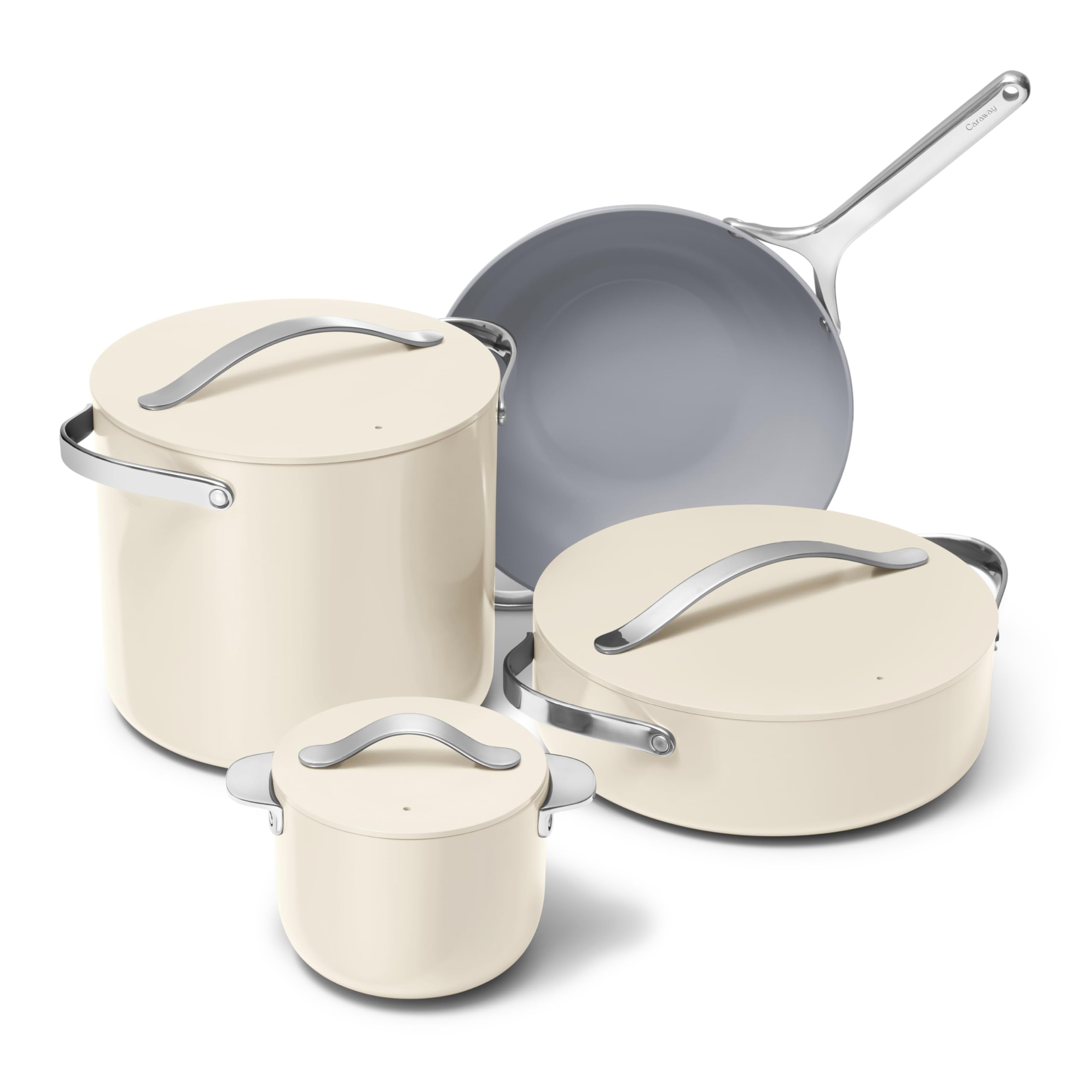 Caraway Cookware+ Collection - Specialty Set with 4 Pots, 3 Lids, and Storage