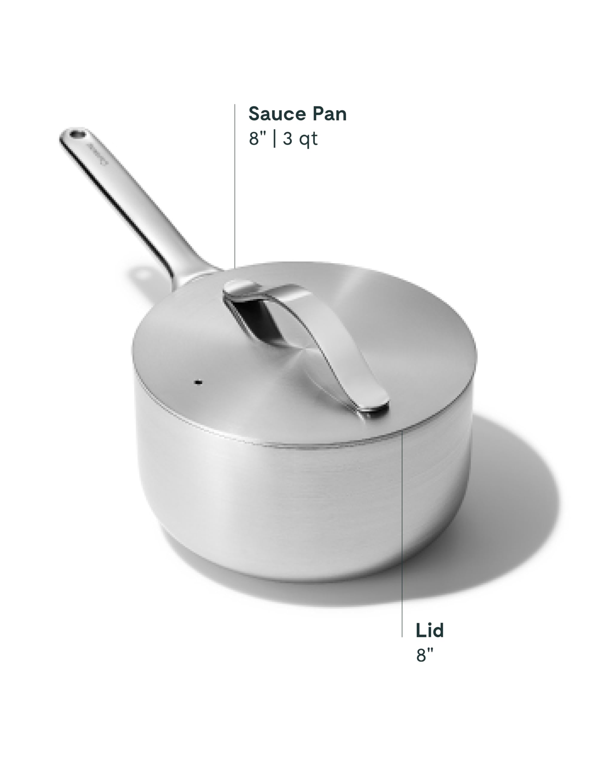 Caraway Stainless Steel Sauce Pan (3 Qt) — 5-Ply, Oven Safe, Non-Toxic, PTFE & PFOA Free