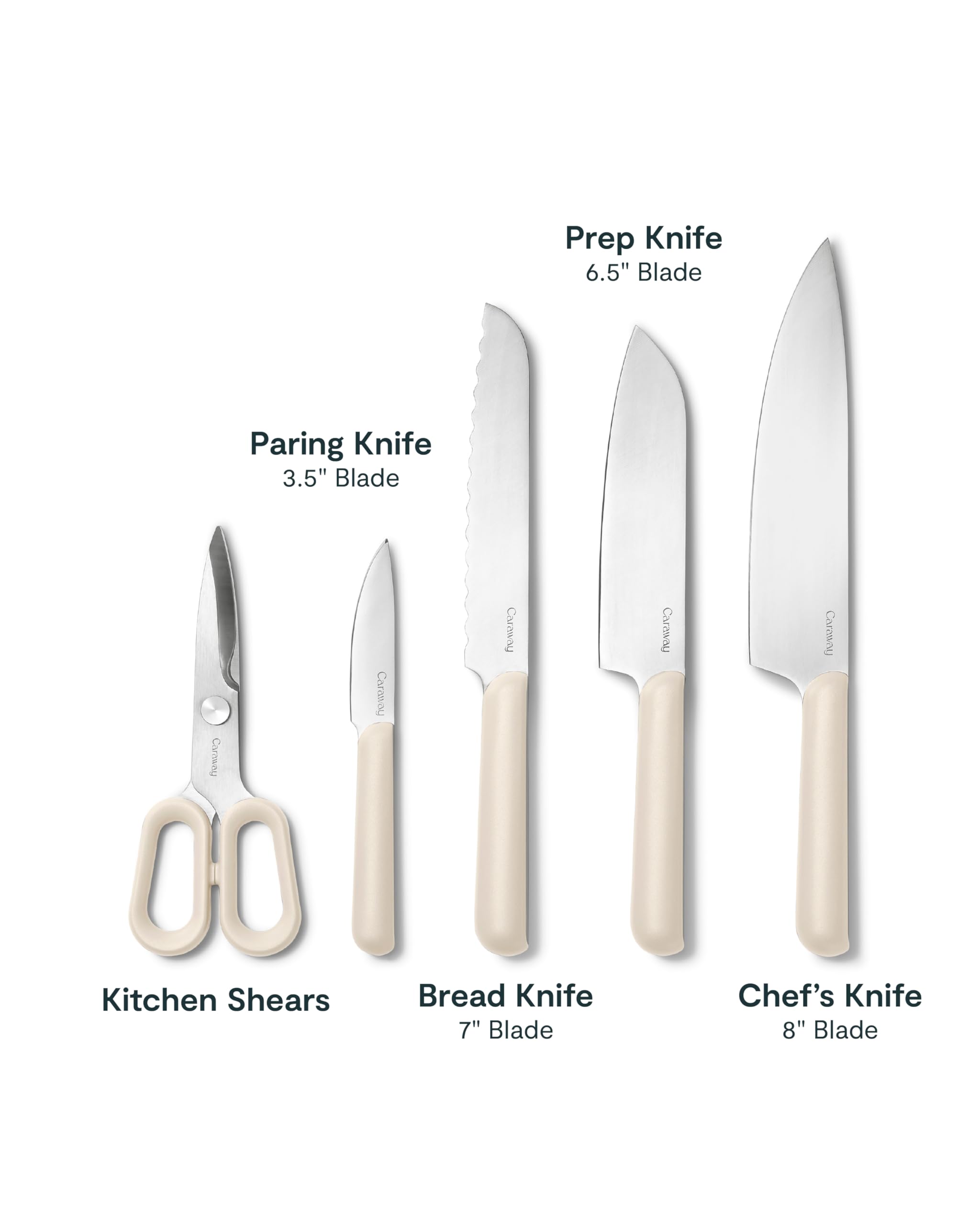 Caraway 5-Piece Knife Set — German Steel Blades, Ergonomic Handles, No Microplastics