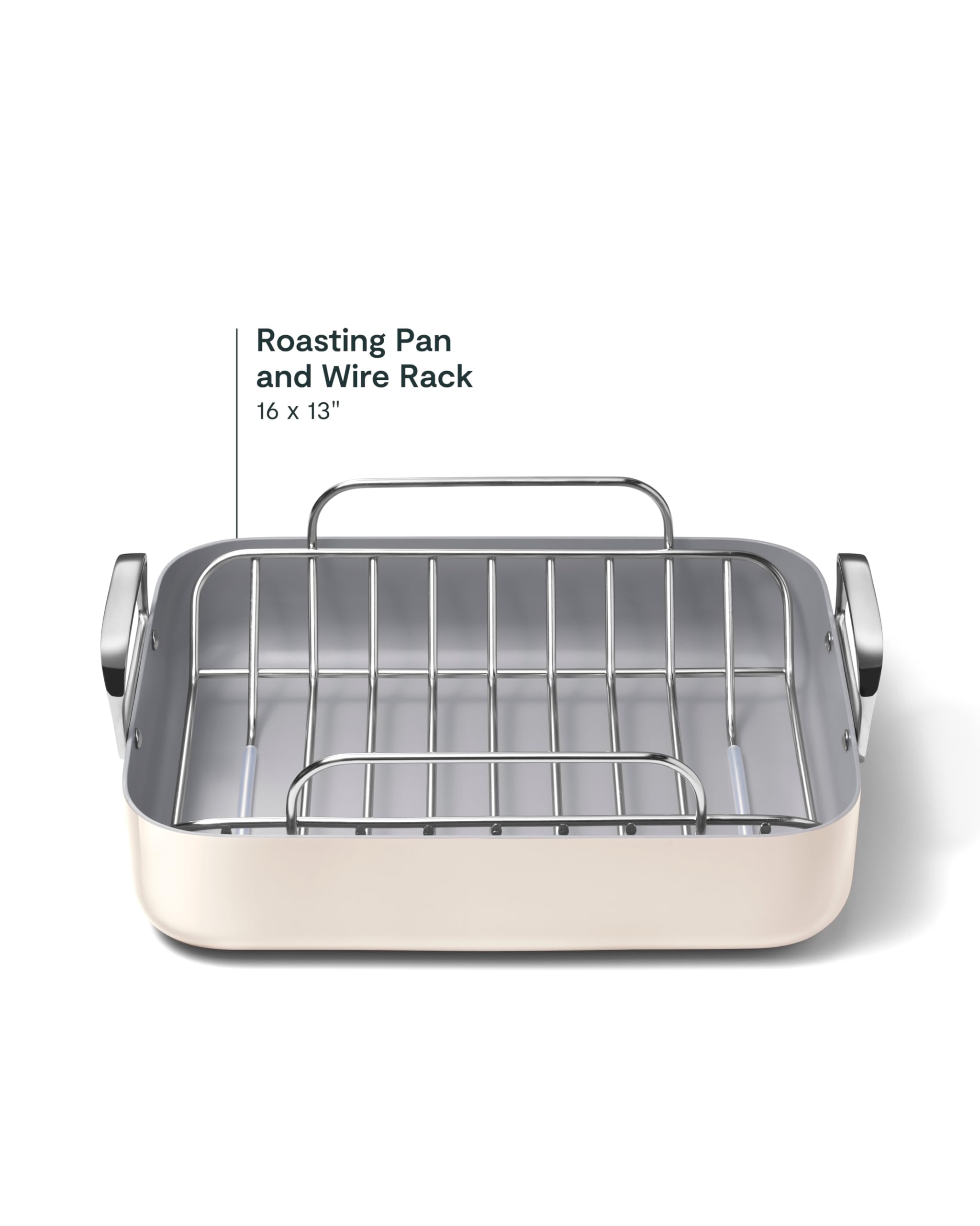Caraway Non-Stick Ceramic Coated Roasting Pan with Rack - 16x13 Inch, Cream