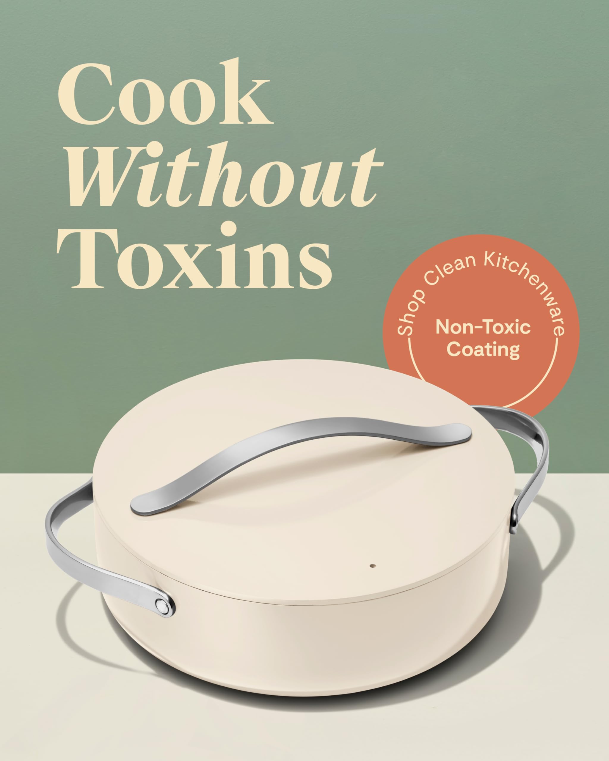 Caraway 6 Qt Rondeau Pan with Lid – Ceramic Coated – Cream