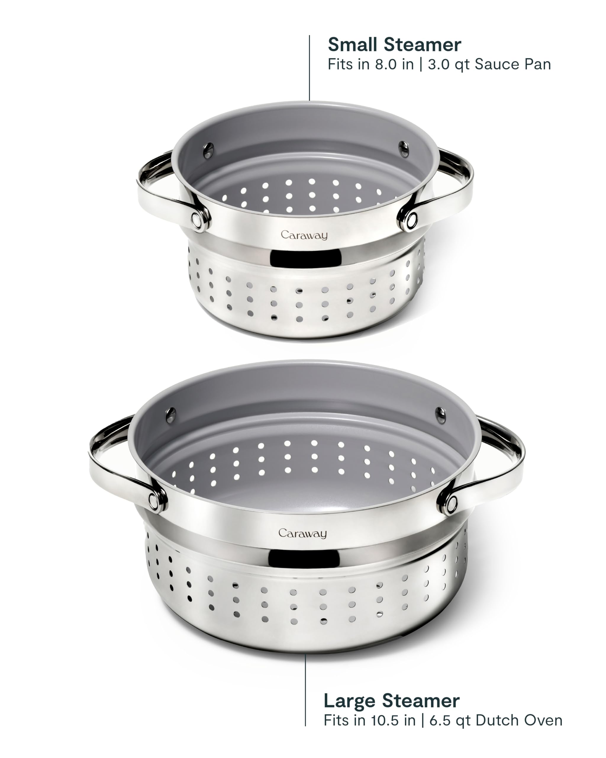 Caraway Steamer — Stainless Steel with Handles, Small