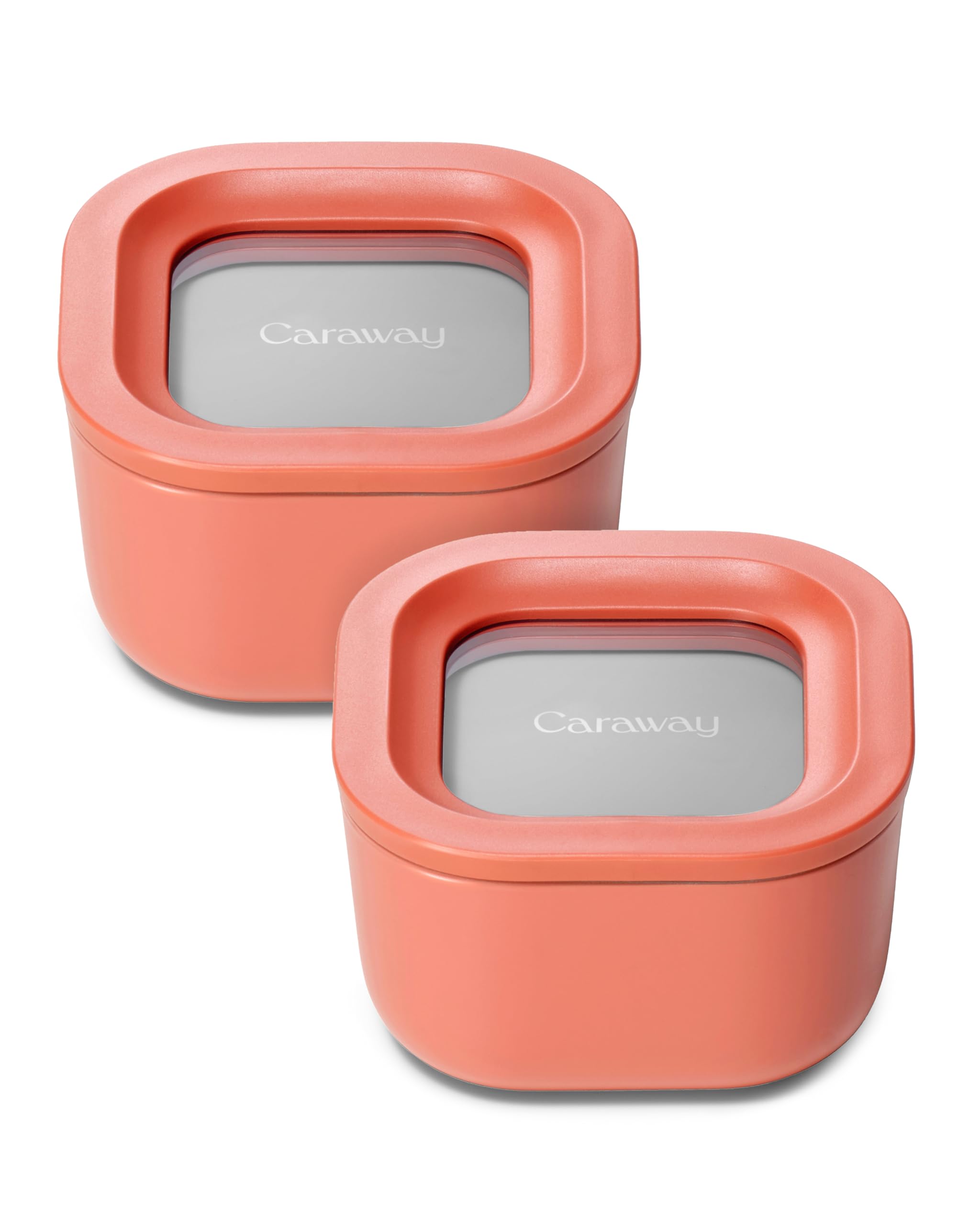 Caraway 6pc Glass Food Storage Set — 6.6 Cup Ceramic-Coated Containers with Lids, Mist
