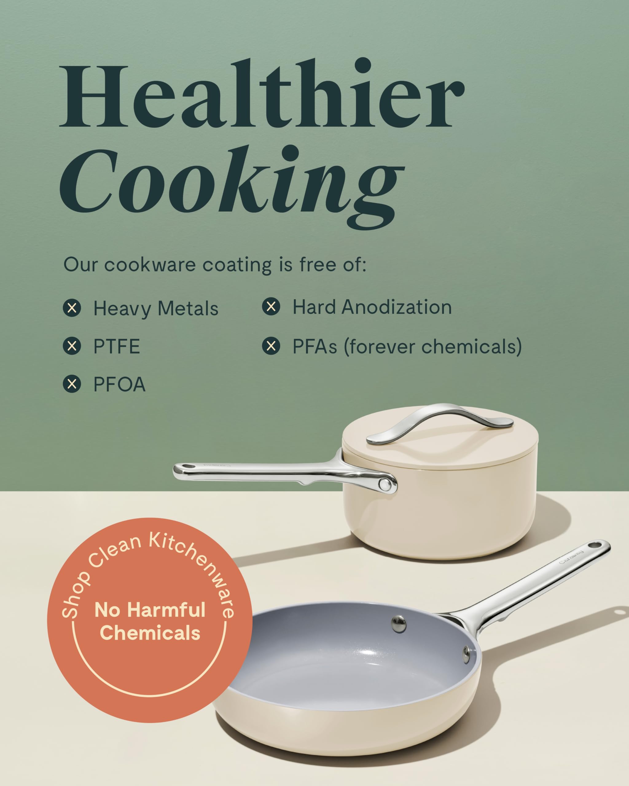 Caraway Mini Cookware Set — 8-Inch Fry Pan & 1.75-Quart Saucepan with Storage Rack