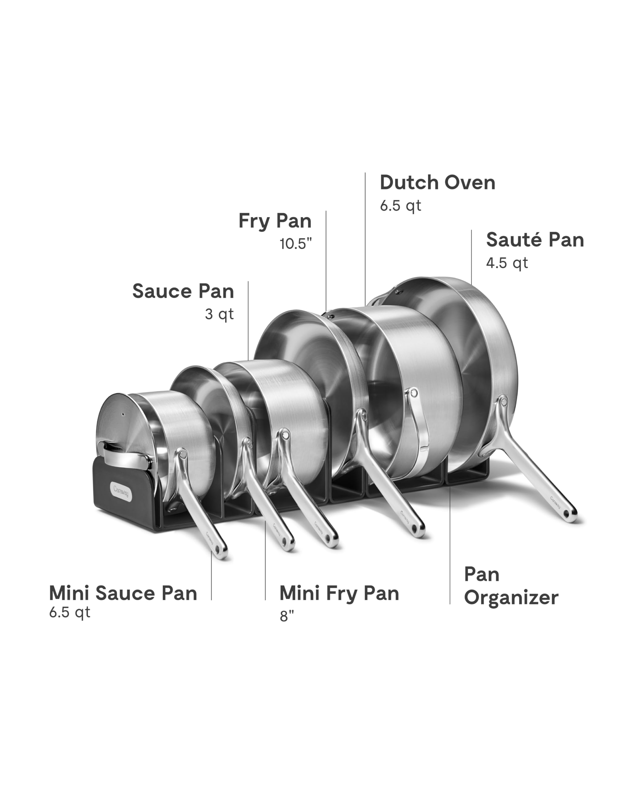 Caraway Stainless Steel Deluxe Cookware Set (16 Piece) — 5-Ply Stainless Steel Pots, Pans, Lids, and Kitchen Storage
