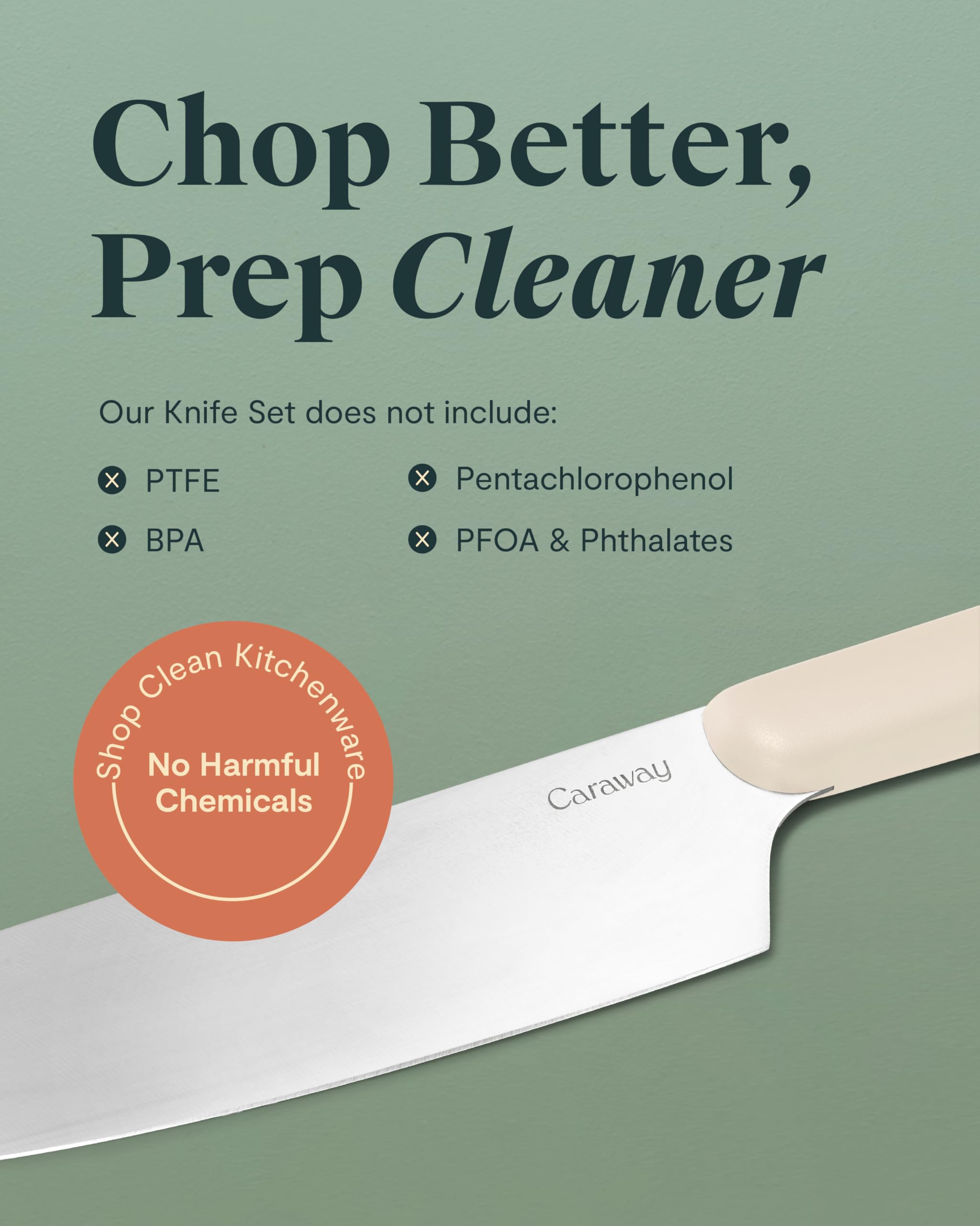 Caraway 5-Piece Knife Set — German Steel Blades, Ergonomic Handles, No Microplastics