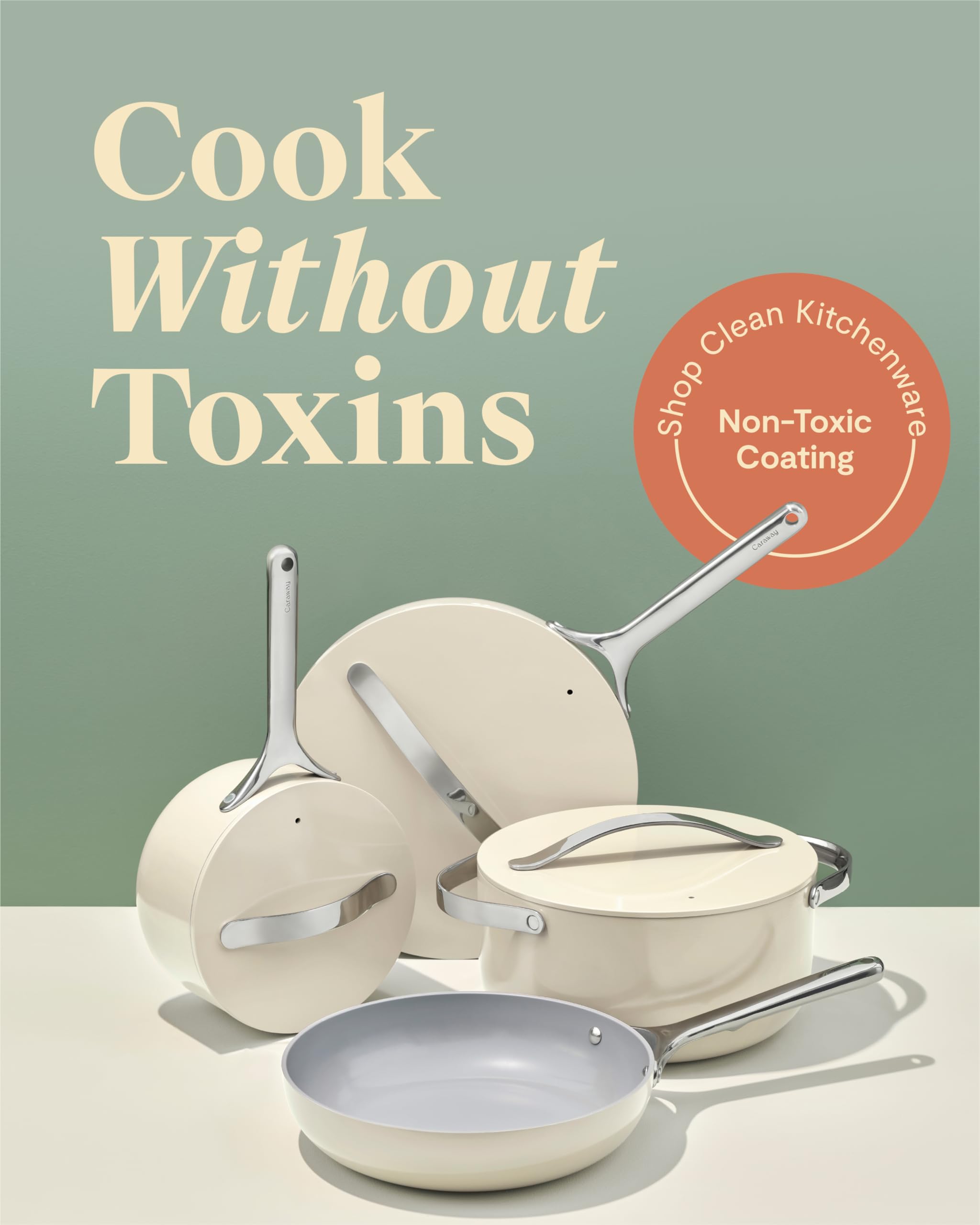 Caraway Non-Stick Ceramic Cookware Set (12 Piece) — Pots, Pans, Lids & Storage