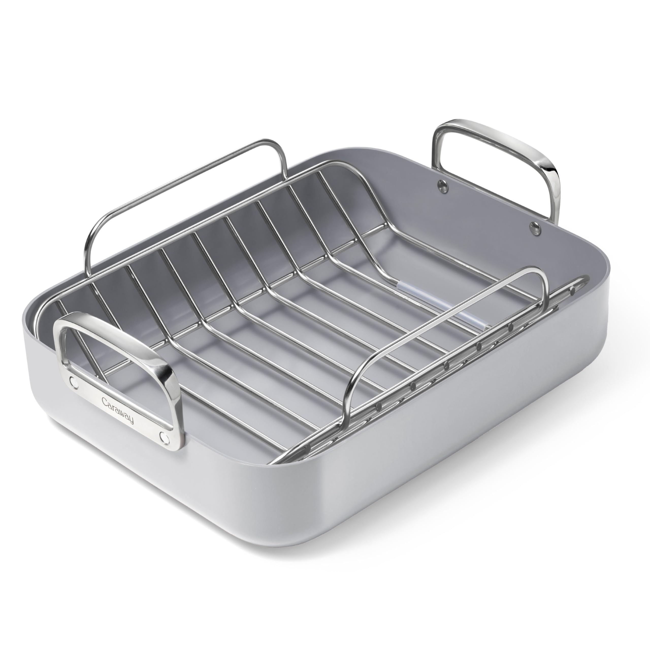 Caraway Non-Stick Ceramic Coated Roasting Pan with Rack - 16x13 Inch, Cream