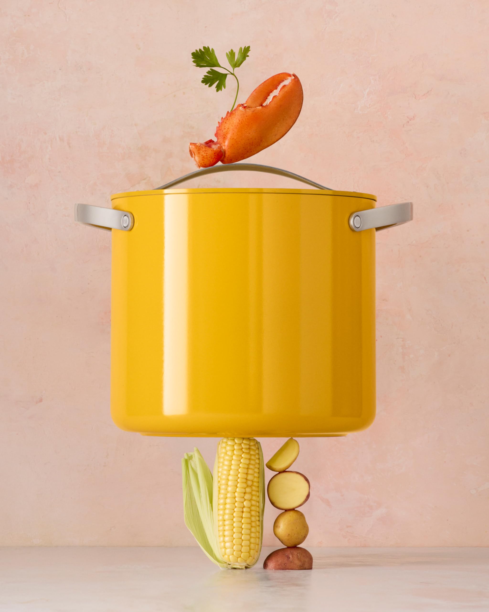 Caraway 12 Qt Stock Pot with Lid – Ceramic Coated – Cream