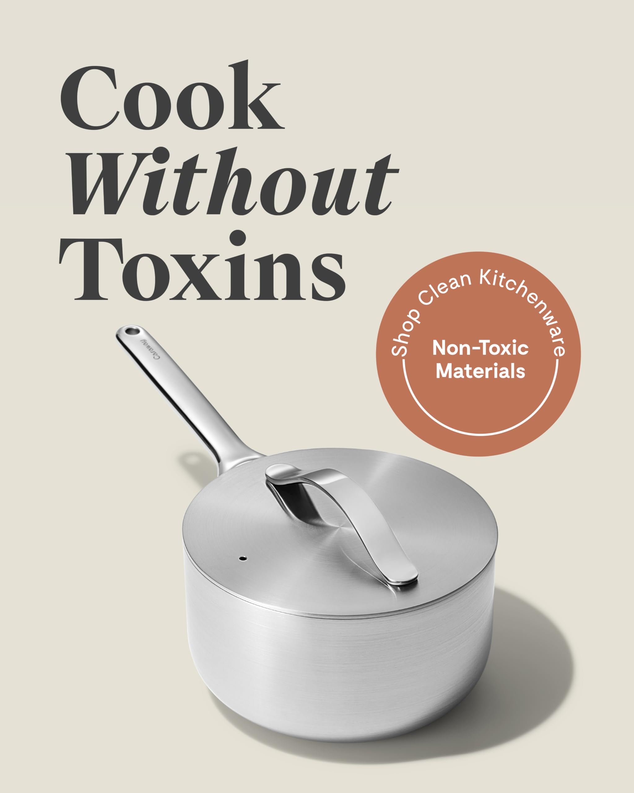 Caraway Stainless Steel Sauce Pan (3 Qt) with Steamer – 5-Ply