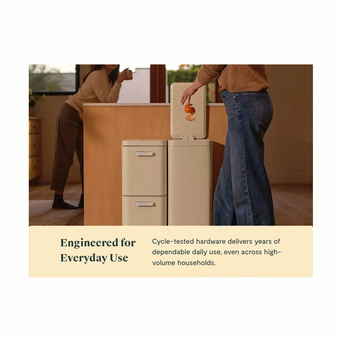 caraway-trash-recycling-duo-slim-stainless-steel-kitchen-bins-fingerprint-resist image 8