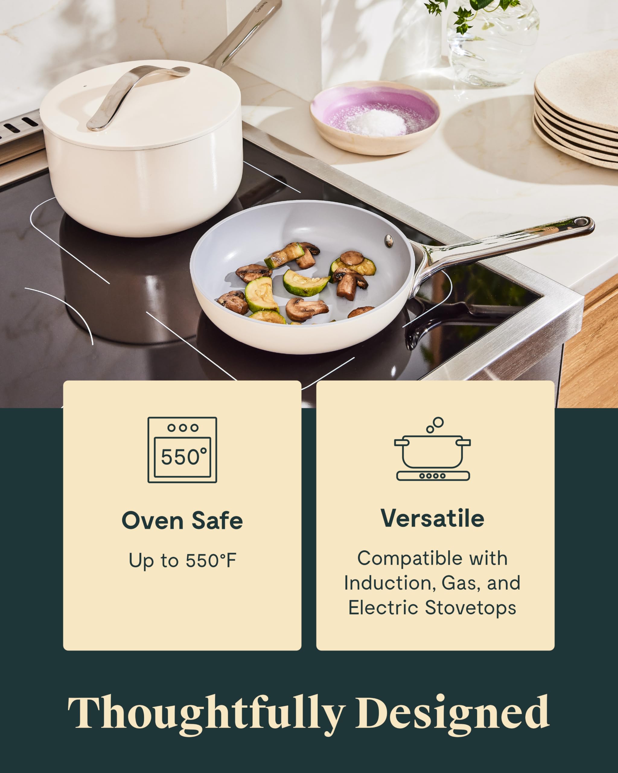 Caraway Mini Cookware Set — 8-Inch Fry Pan & 1.75-Quart Saucepan with Storage Rack