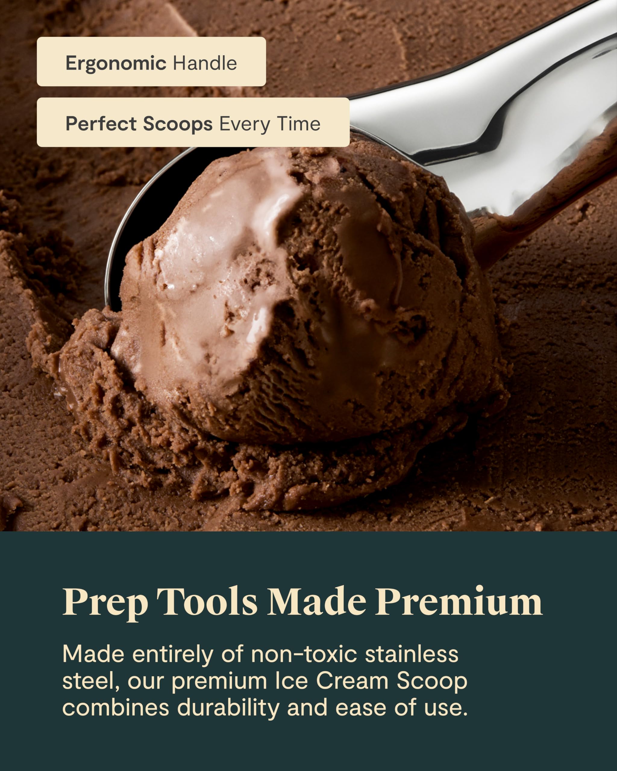 Caraway Ice Cream Scoop — Non-Toxic Stainless Steel with Ergonomic Handle
