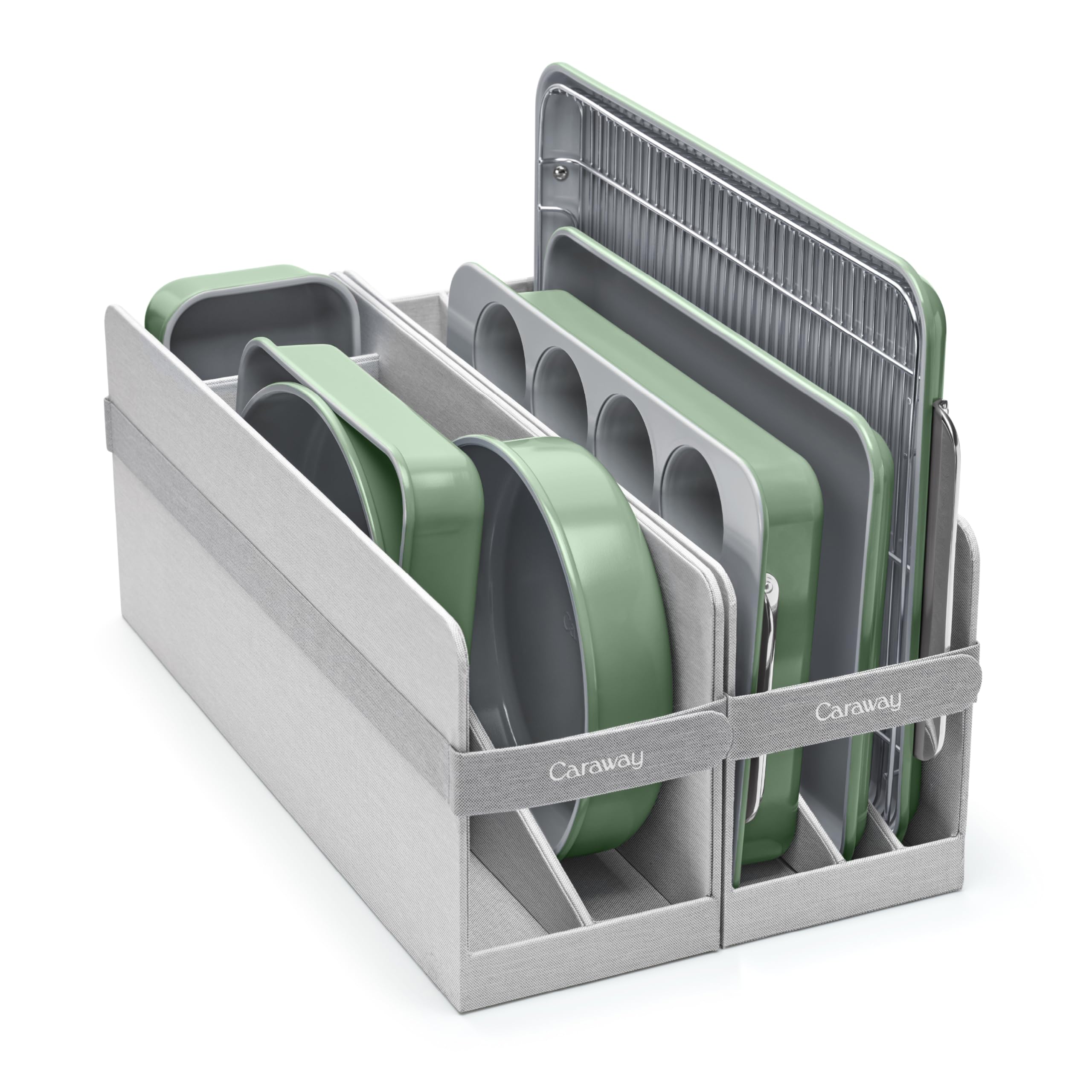 Caraway Nonstick Ceramic Bakeware Set (11-Piece) – Baking Sheets, Pans, Cooling Rack & Storage Organizers – Aluminized Steel, Non-Toxic, PTFE & PFOA Free – Sage
