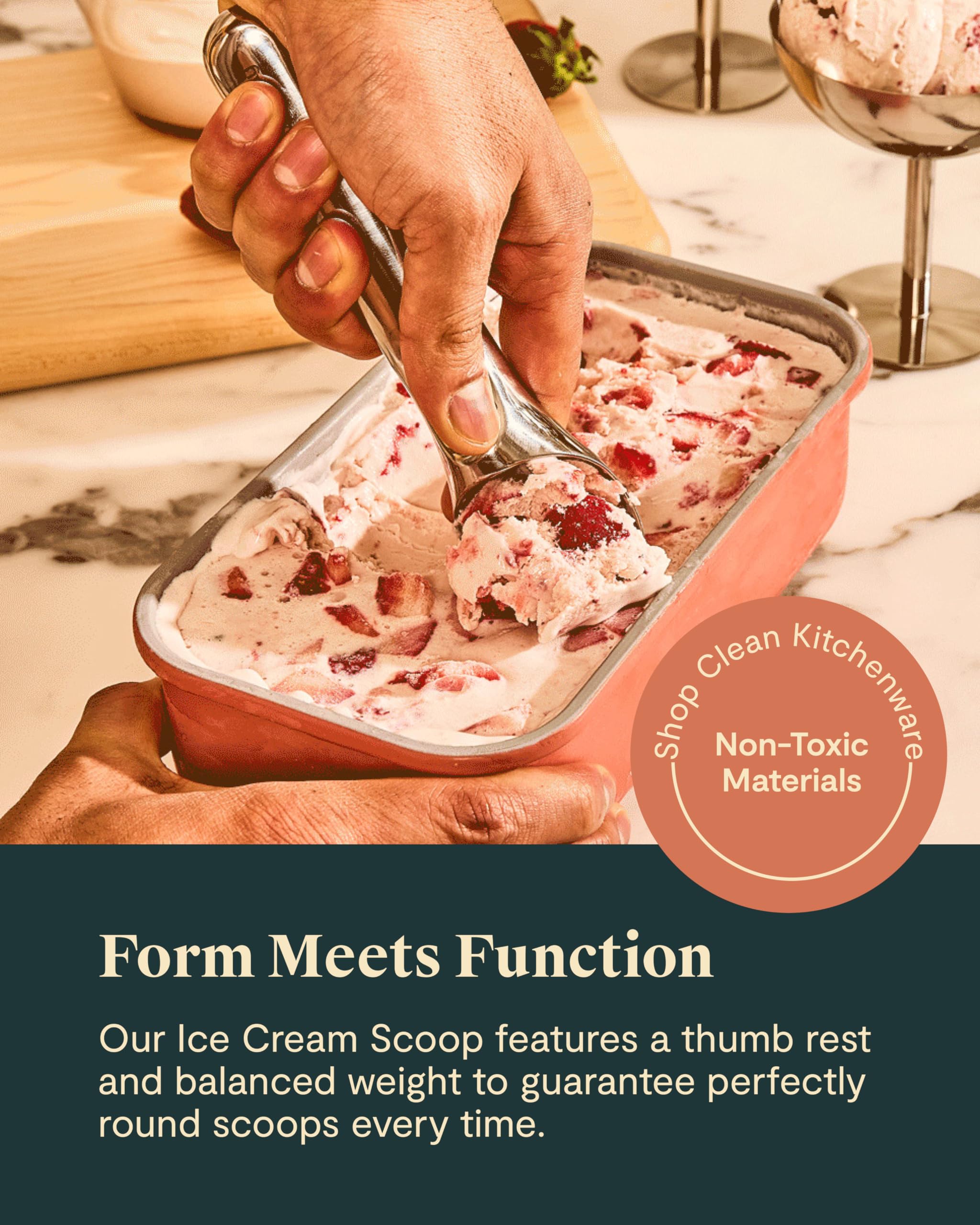 Caraway Ice Cream Scoop — Non-Toxic Stainless Steel with Ergonomic Handle