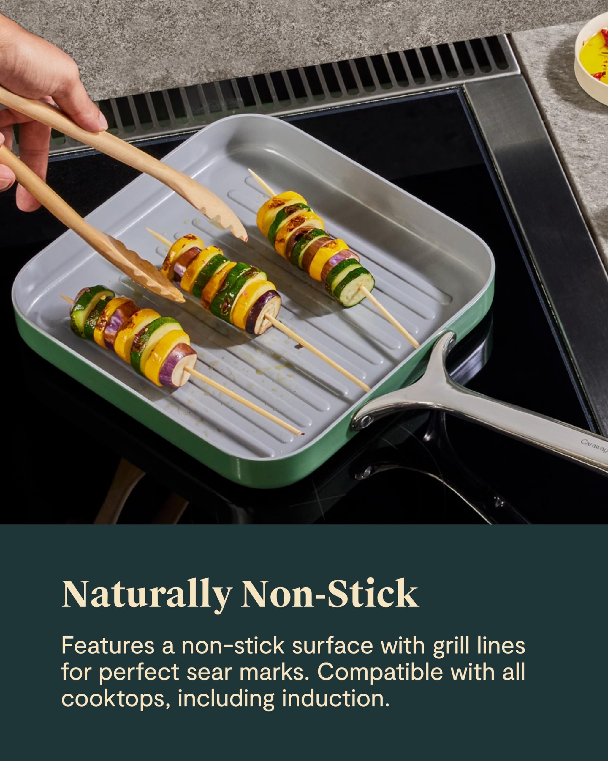 Caraway 11" Square Grill Pan — Non-Stick Ceramic Coated, Non-Toxic & Induction Compatible