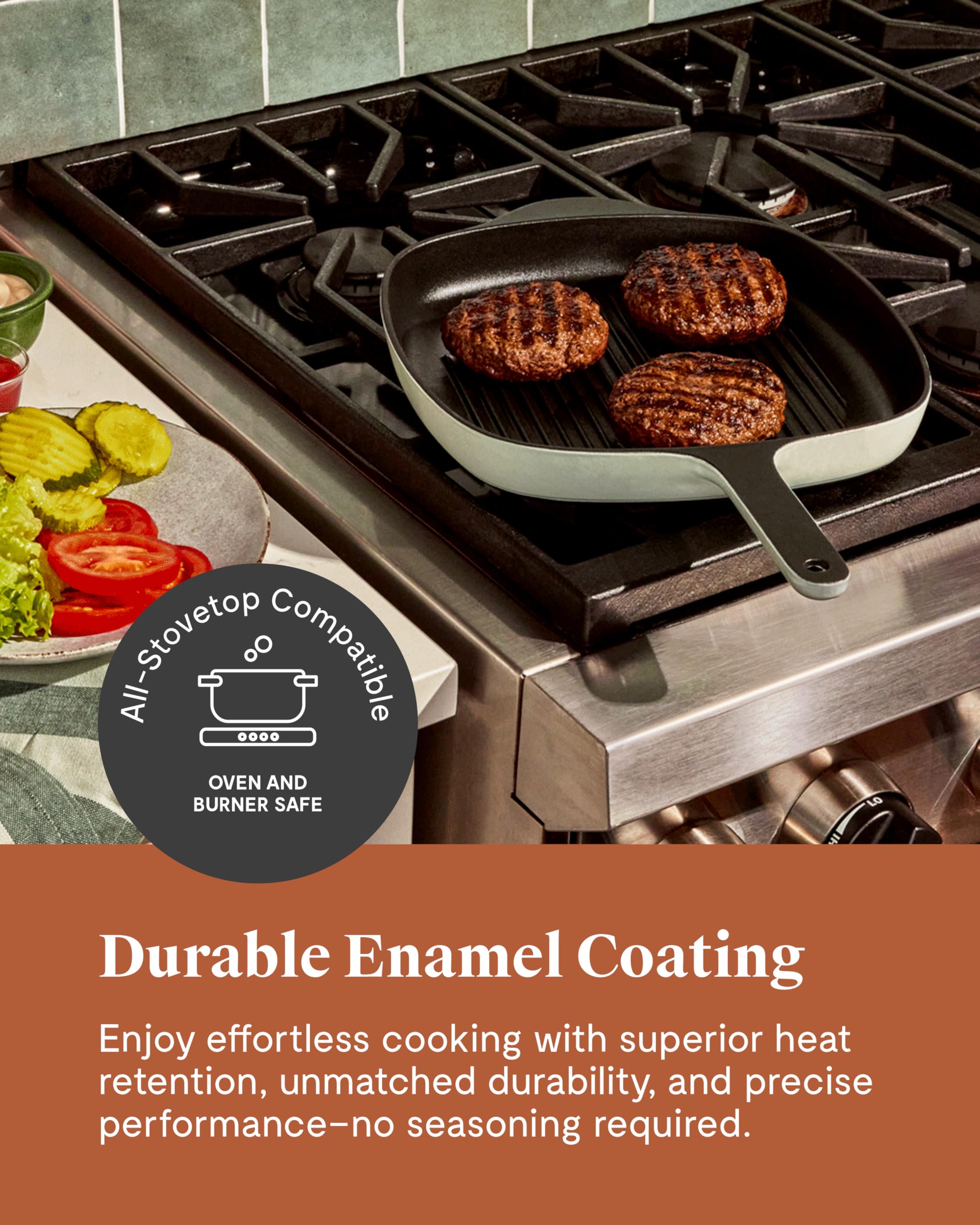 Caraway 10.5" Square Enameled Cast Iron Grill Pan