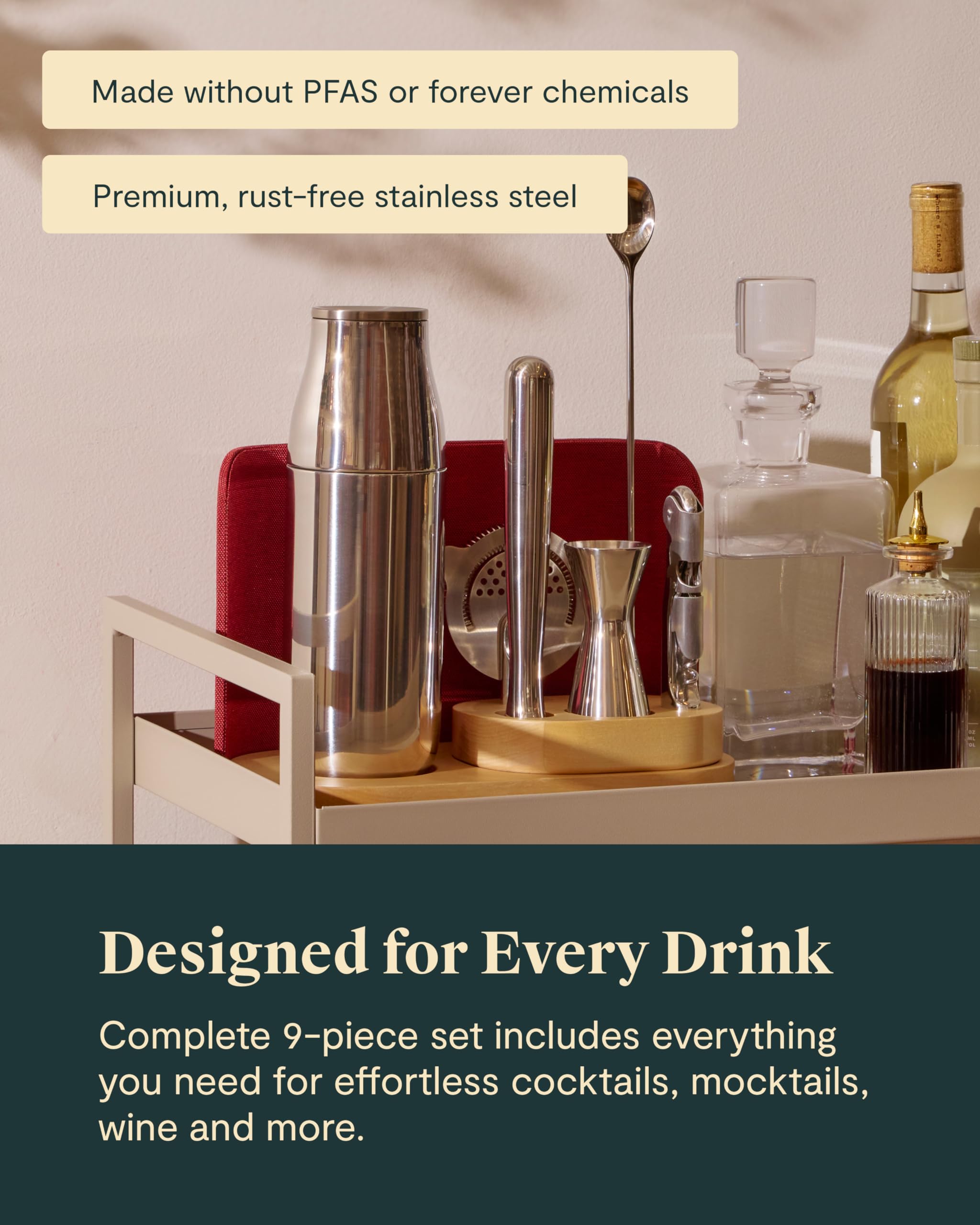 Caraway 9-Piece Complete Bar Set — Manhattan Red