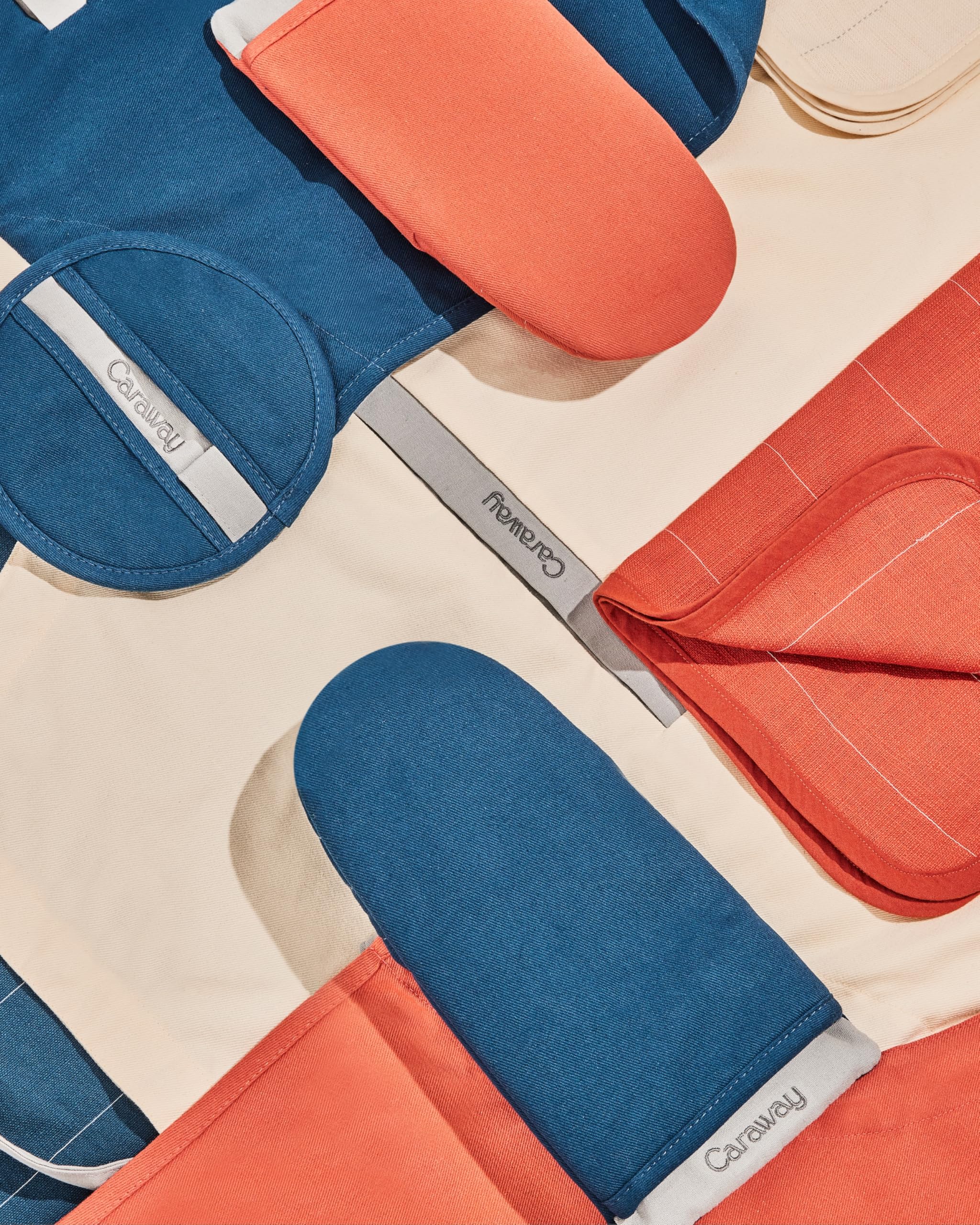 Caraway Linen Set – Apron, Pot Holders, Oven Mitts & Tea Towels – Organic Cotton Kitchen Set