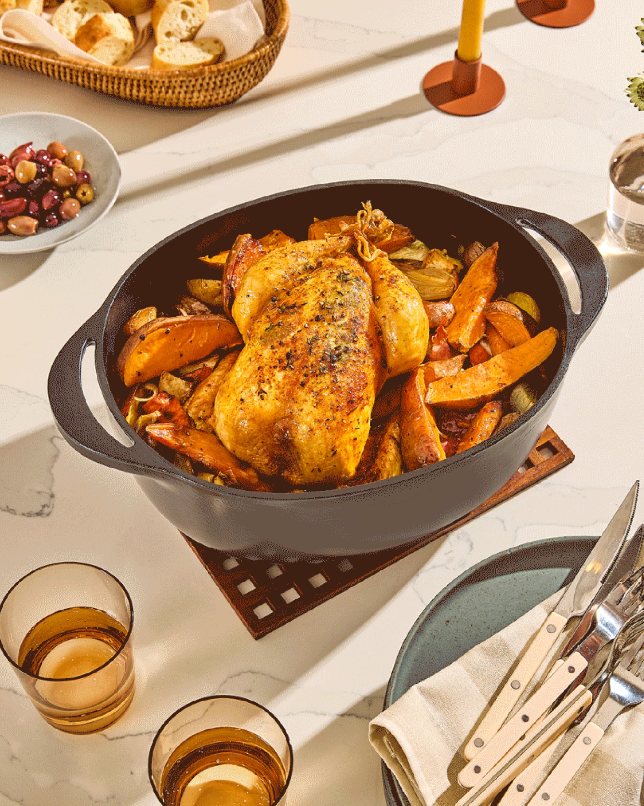 Caraway 8 qt Enameled Cast Iron Dutch Oven with Lid