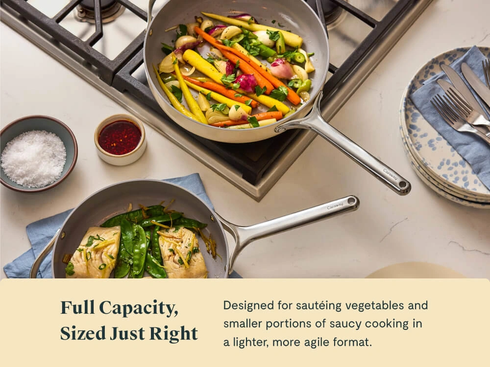 Caraway Sauté Pan Duo — 3 qt & 4.5 qt Non-Stick Ceramic Sauté Pans