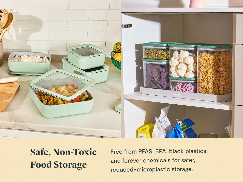 Caraway Complete Kitchen Organization Bundle — 42-Piece Non-Toxic Glass Storage Set