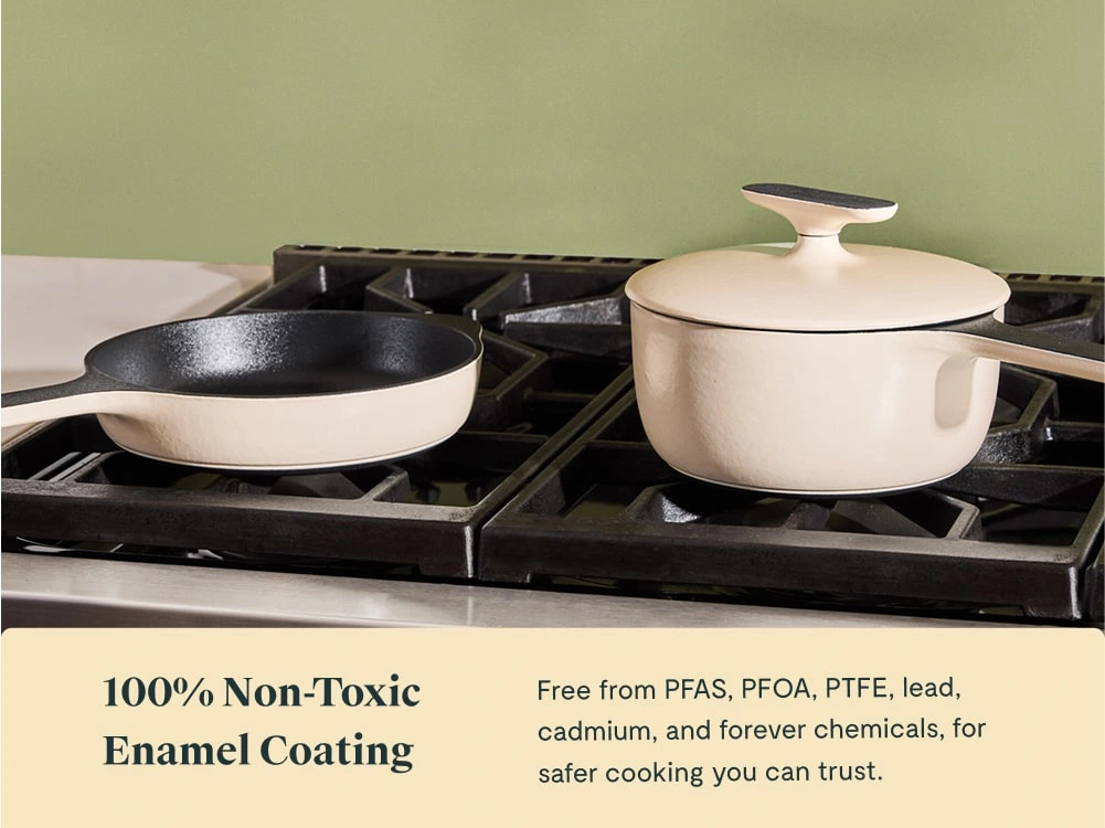 Caraway 1.8 qt Enameled Cast Iron Mini Sauce Pan — Non-Toxic, All-Stovetop Compatible