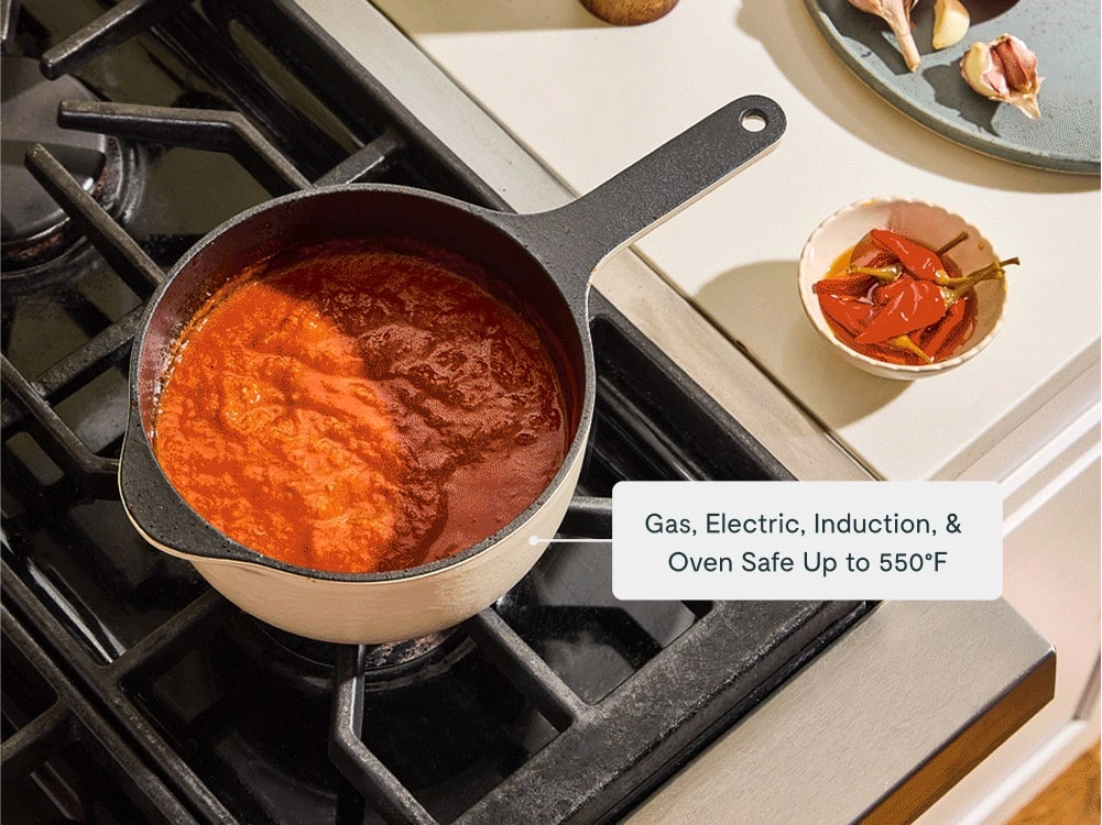 Caraway 1.8 qt Enameled Cast Iron Mini Sauce Pan — Non-Toxic, All-Stovetop Compatible